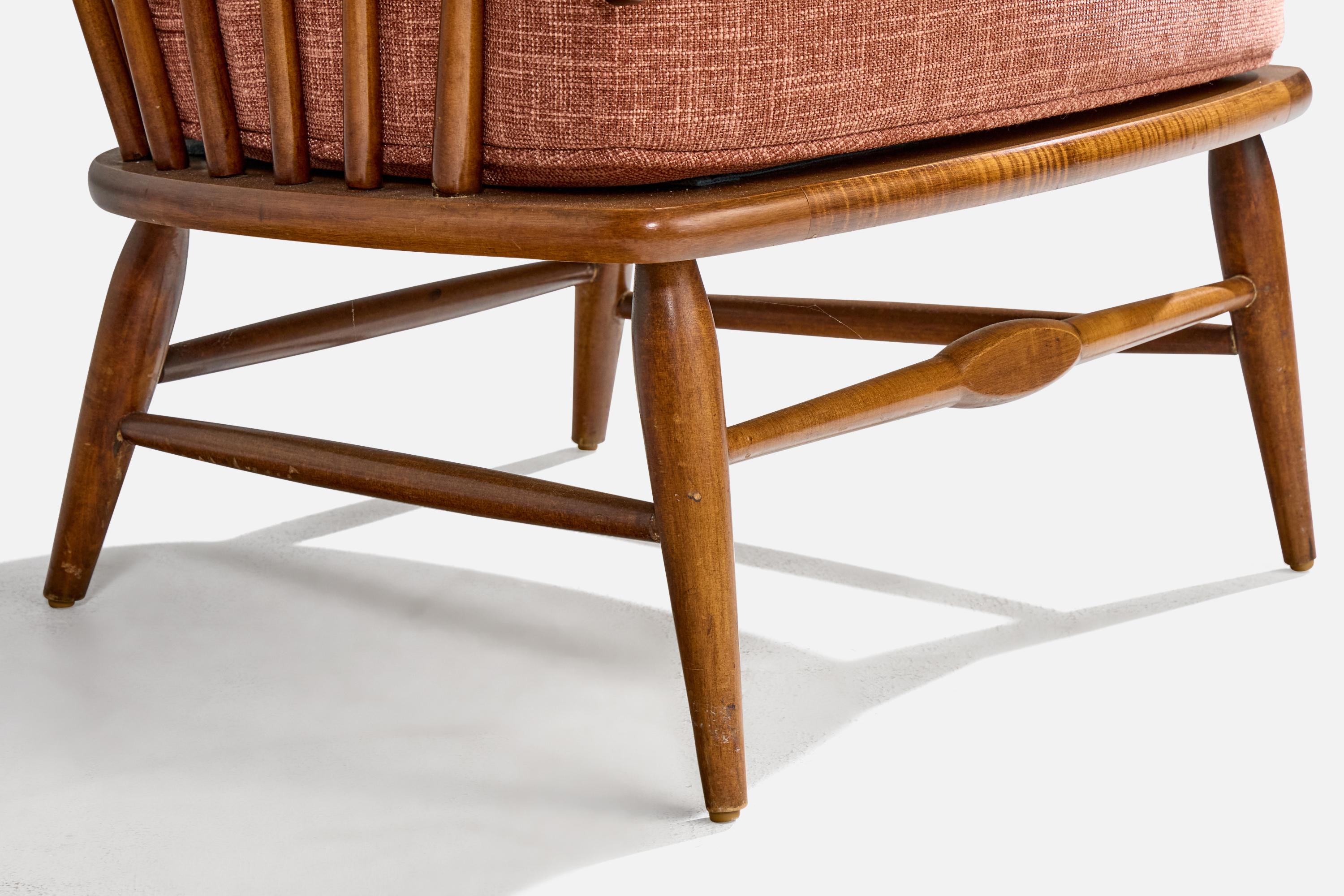 Heywood-Wakefield, Lounge Chair, Wood, Fabric, USA, 1950s en venta 4