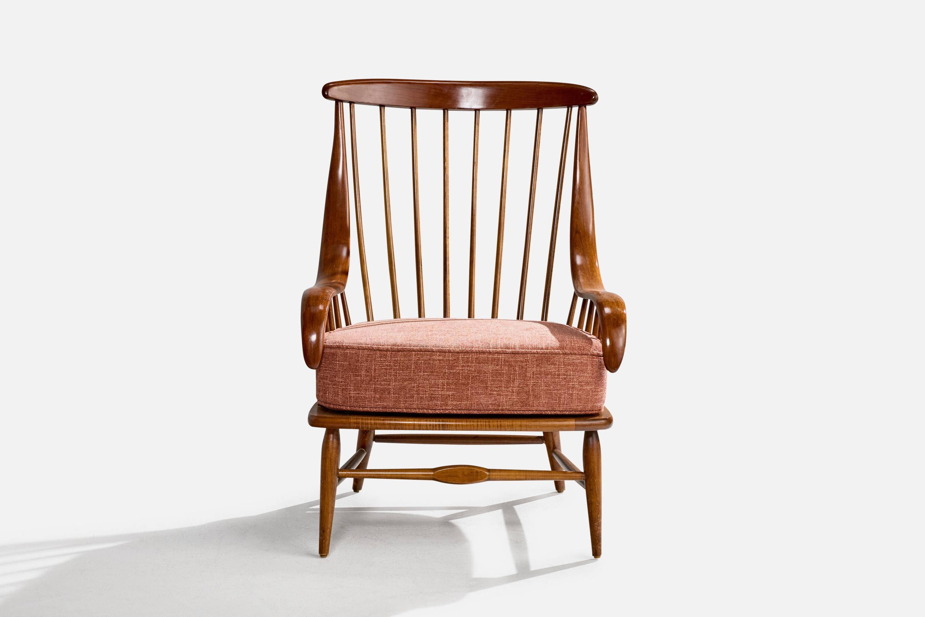 Heywood-Wakefield, Lounge Chair, Wood, Fabric, USA, 1950s Moderno de mediados de siglo en venta