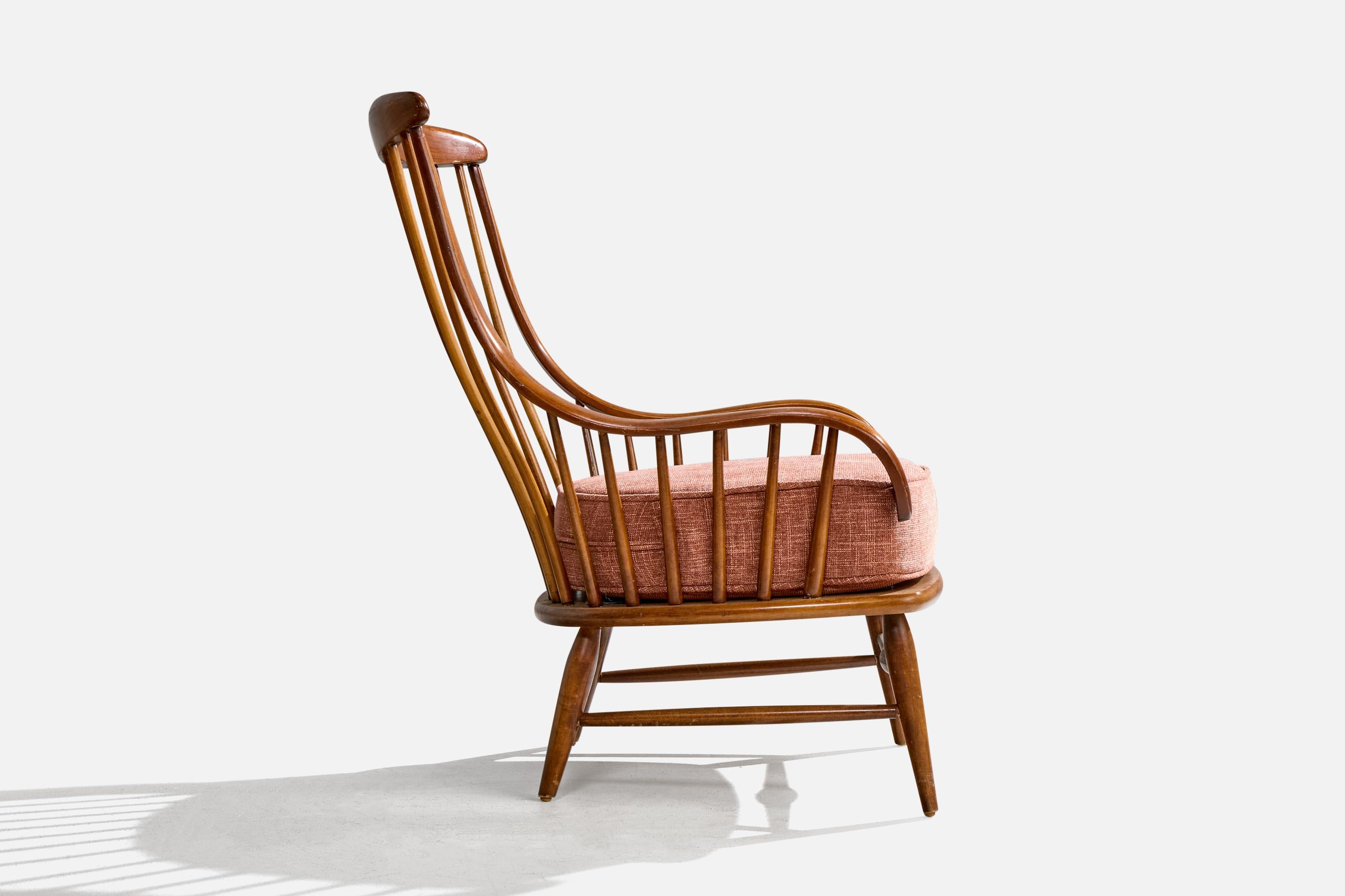Heywood-Wakefield, Lounge Chair, Wood, Fabric, USA, 1950s mediados del siglo XX en venta
