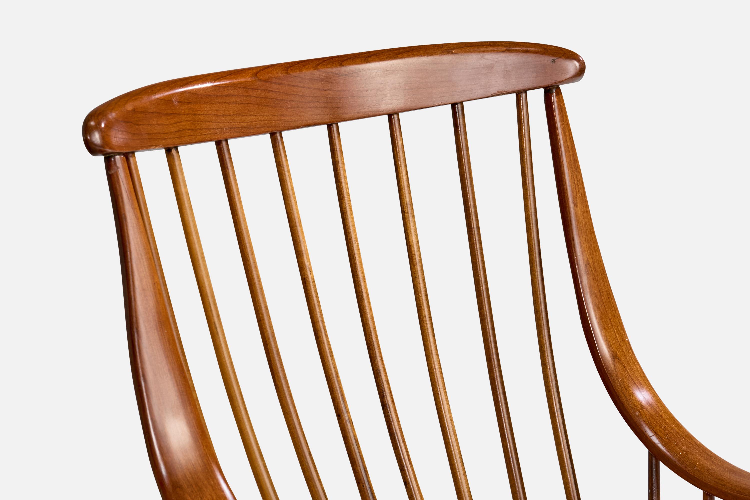 Heywood-Wakefield, Lounge Chair, Wood, Fabric, USA, 1950s en venta 1