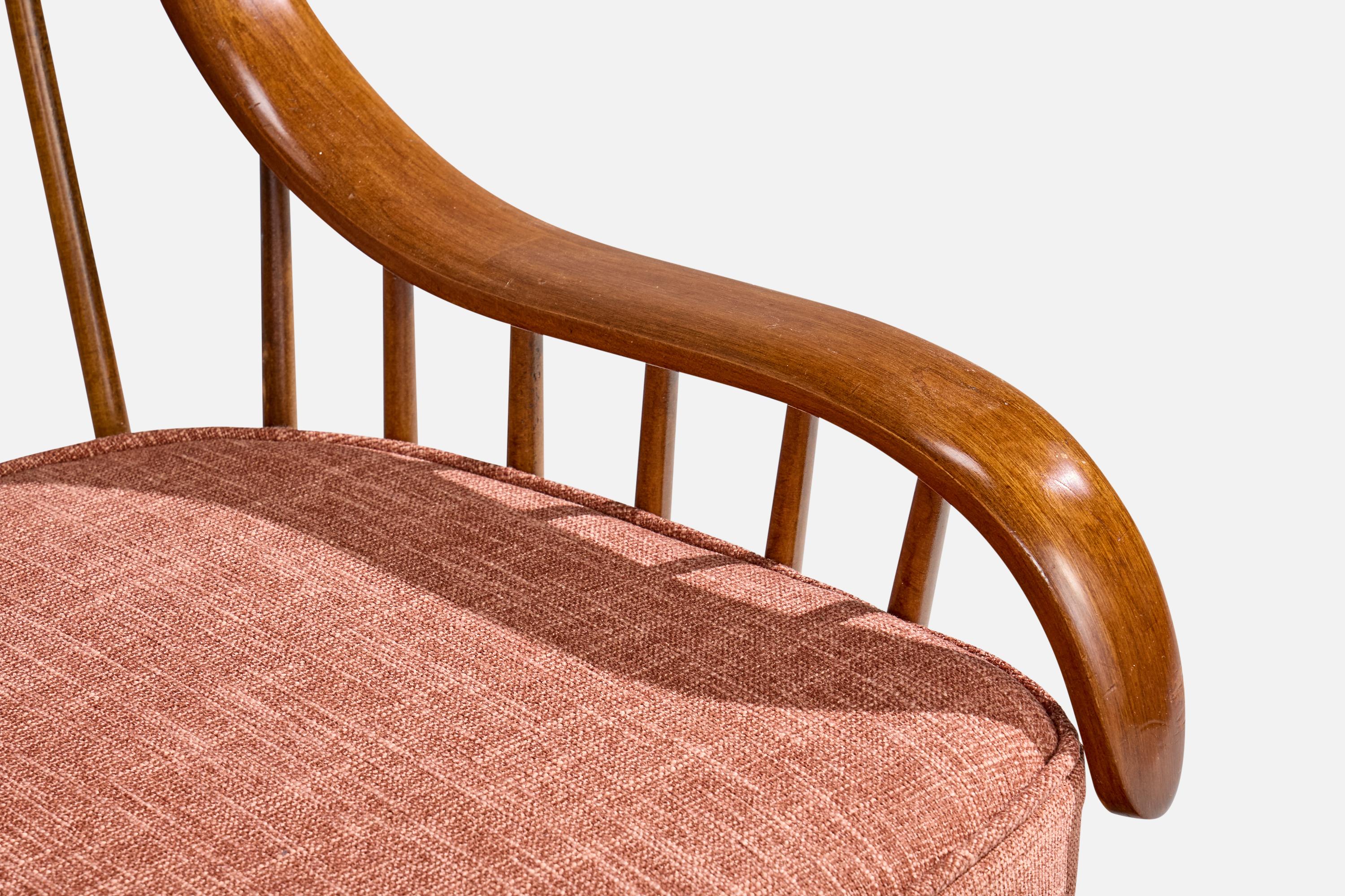 Heywood-Wakefield, Lounge Chair, Wood, Fabric, USA, 1950s en venta 2