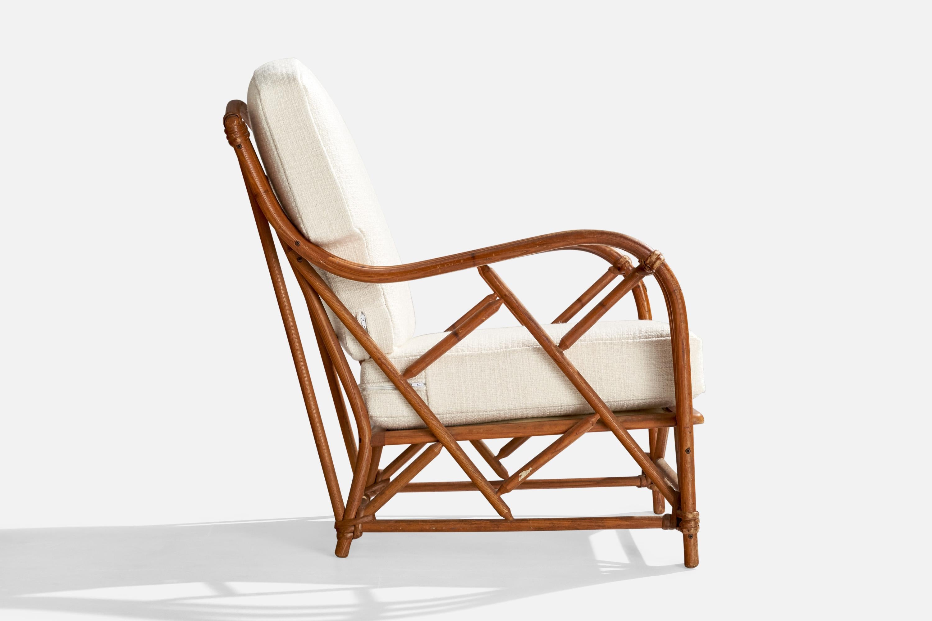 Heywood Wakefield, Lounge Chairs, Bamboo, Rattan, Fabric, USA, 1950s 4