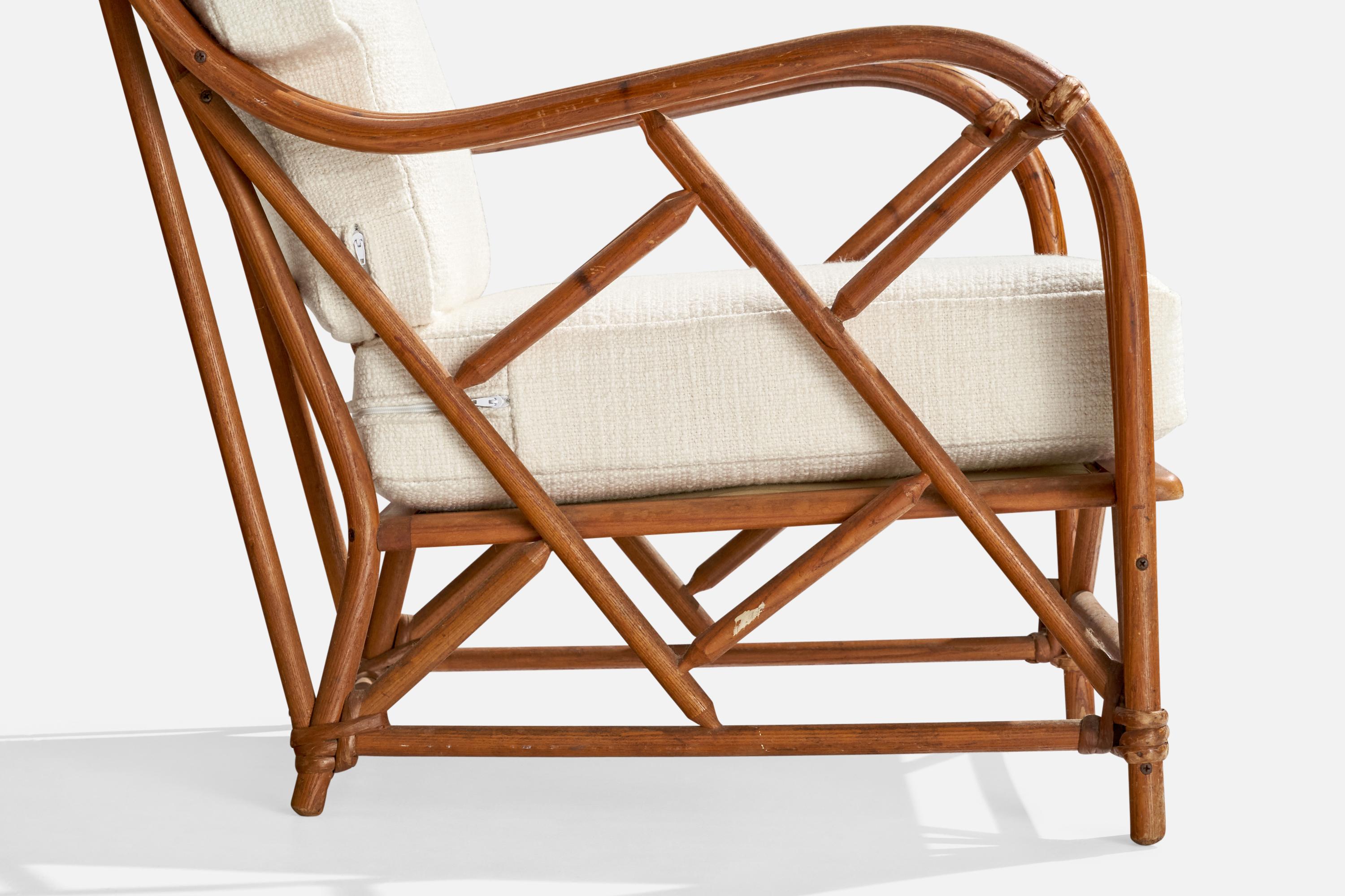 Heywood Wakefield, Lounge Chairs, Bamboo, Rattan, Fabric, USA, 1950s 5
