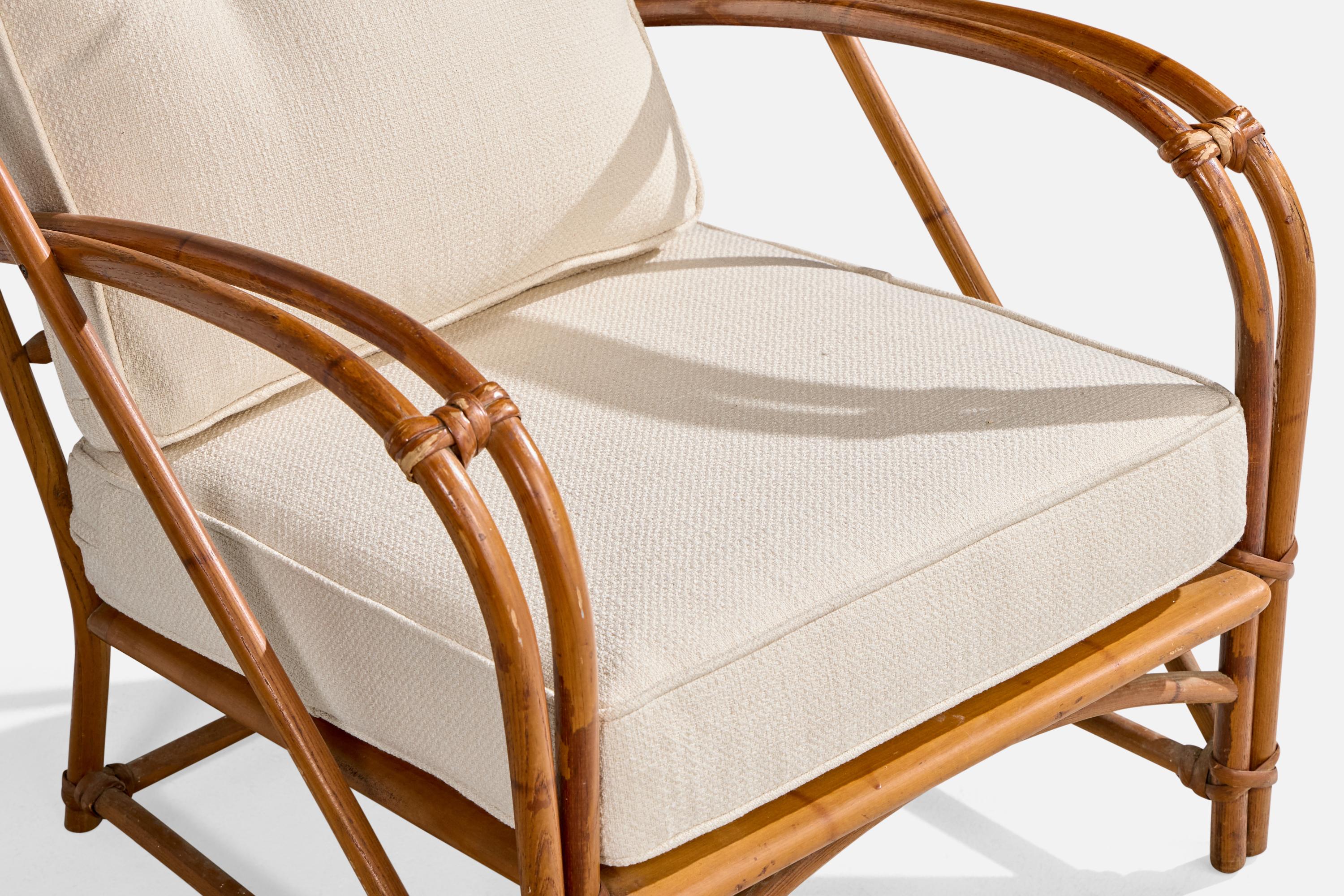 Heywood Wakefield, Lounge Chairs, Bamboo, Rattan, Fabric, USA, 1950s 5