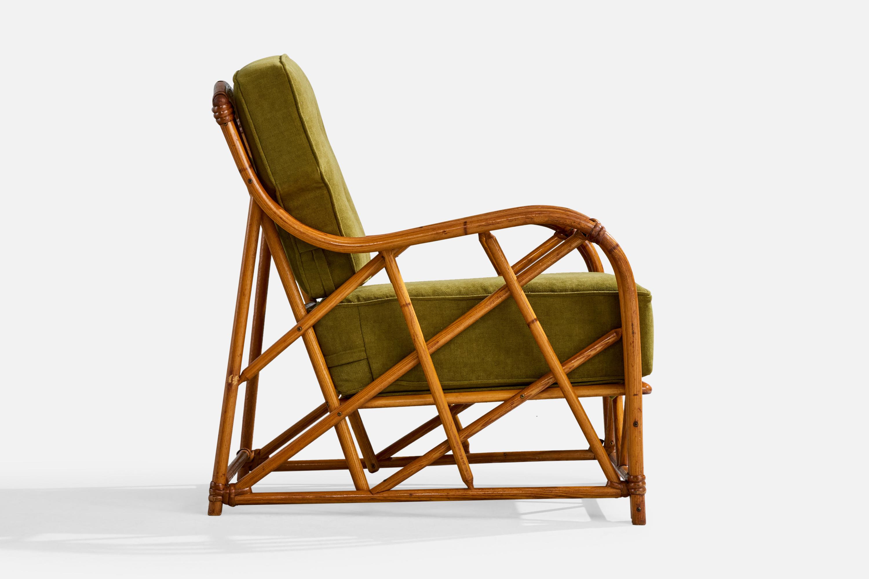 Heywood Wakefield, Sedie da salotto, Bambù, Rattan, Tessuto, USA, anni '50 in vendita 5