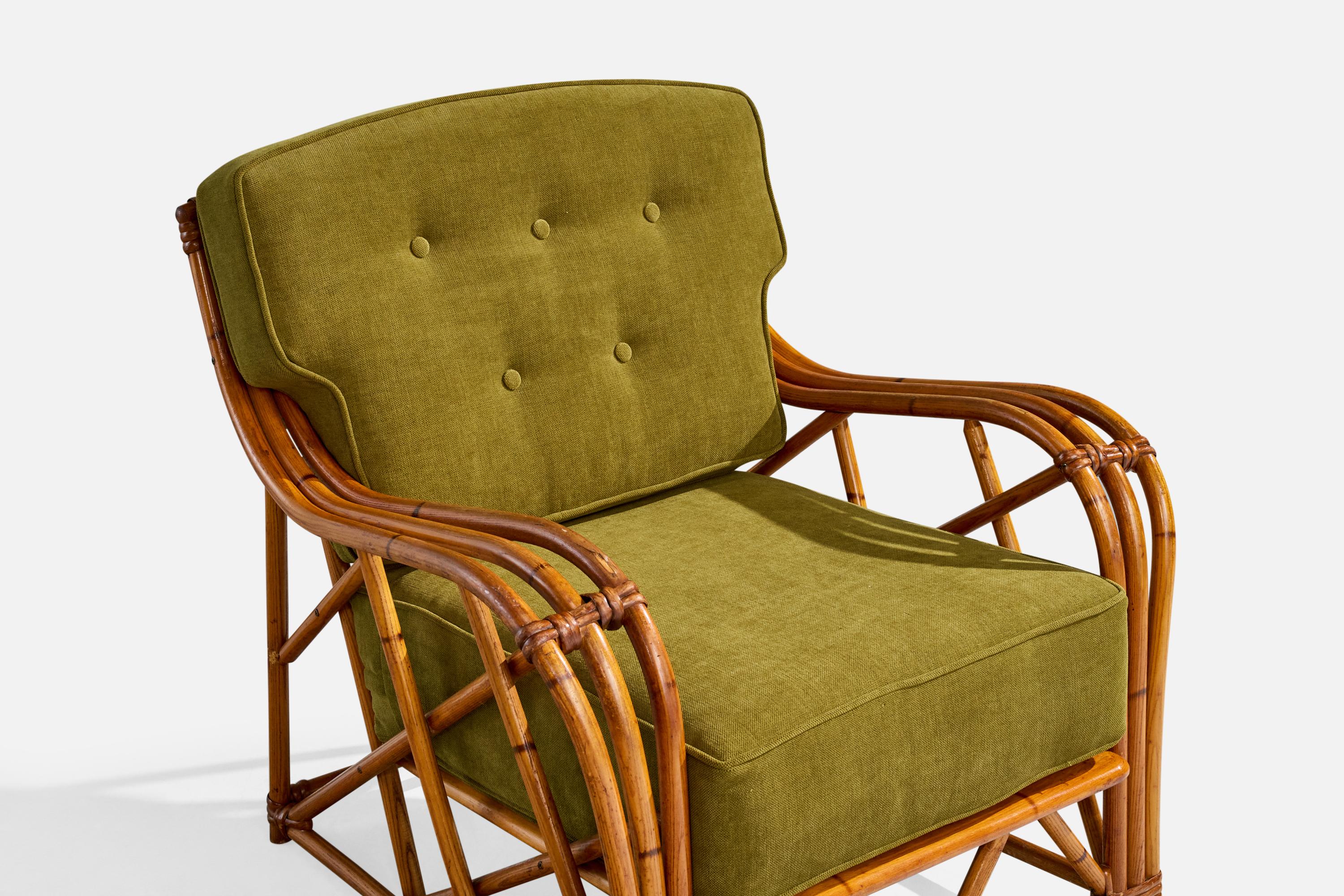 Heywood Wakefield, Sedie da salotto, Bambù, Rattan, Tessuto, USA, anni '50 in vendita 6