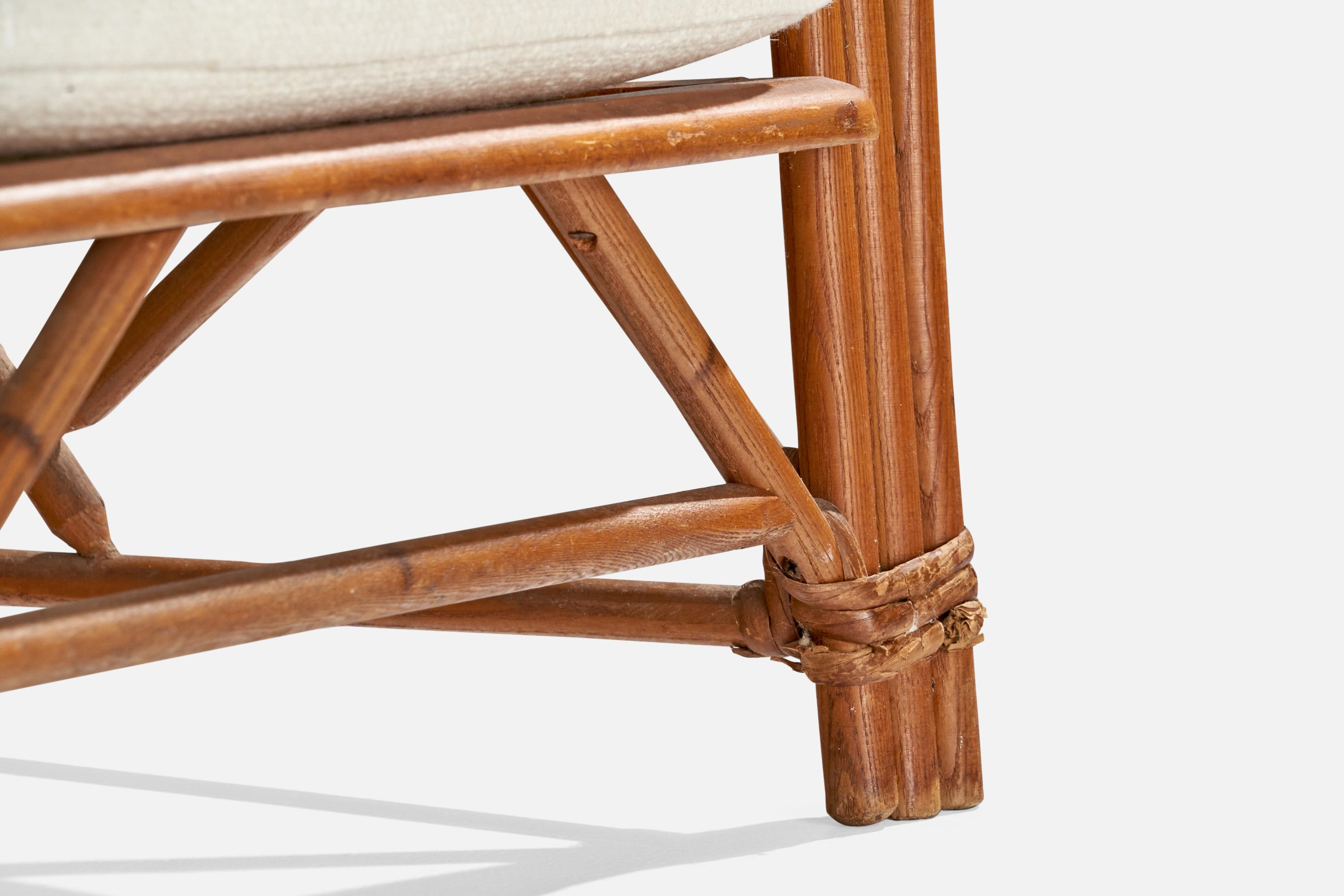 Heywood Wakefield, Lounge Chairs, Bamboo, Rattan, Fabric, USA, 1950s In Good Condition In High Point, NC