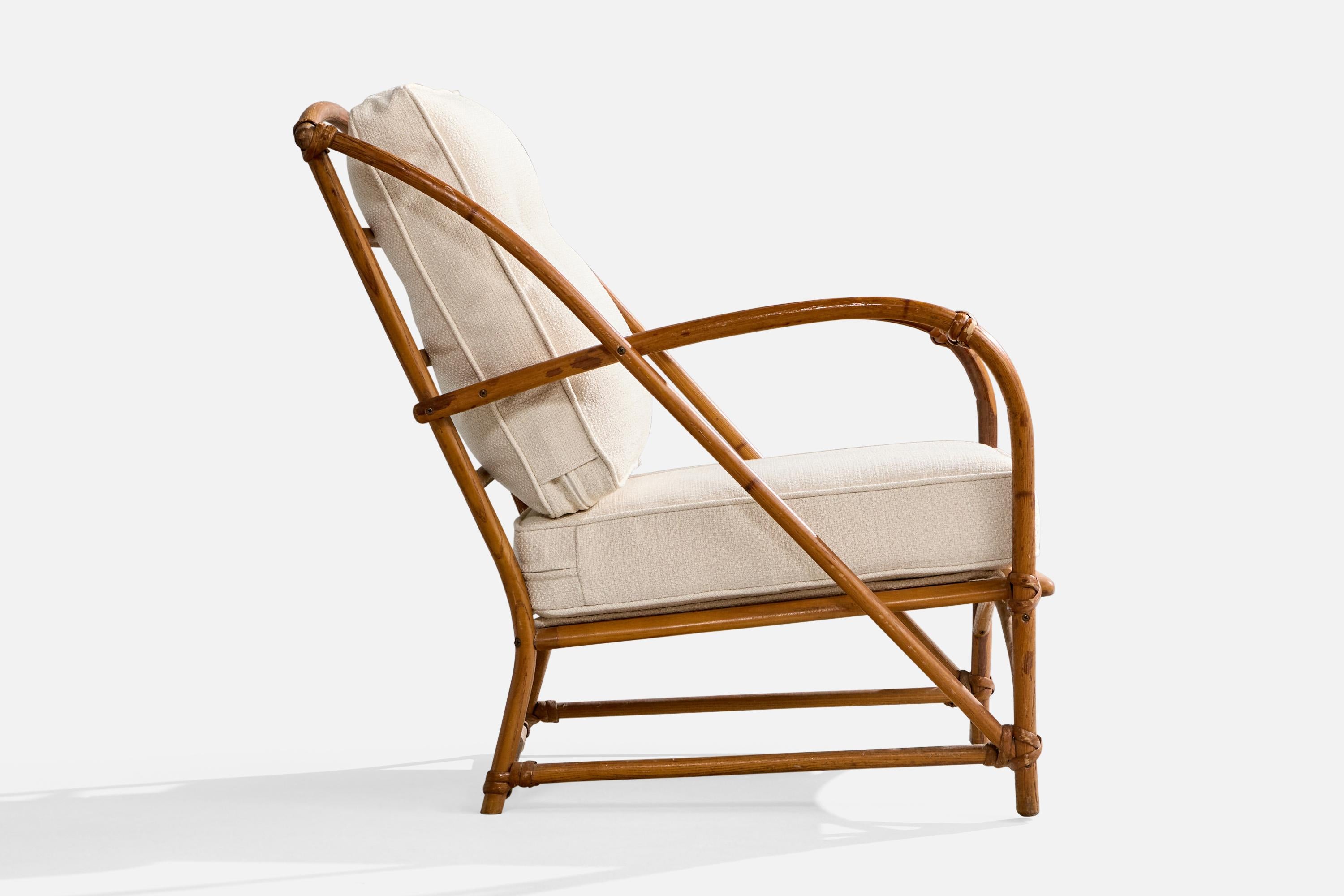 Heywood Wakefield, Lounge Chairs, Bamboo, Rattan, Fabric, USA, 1950s 1