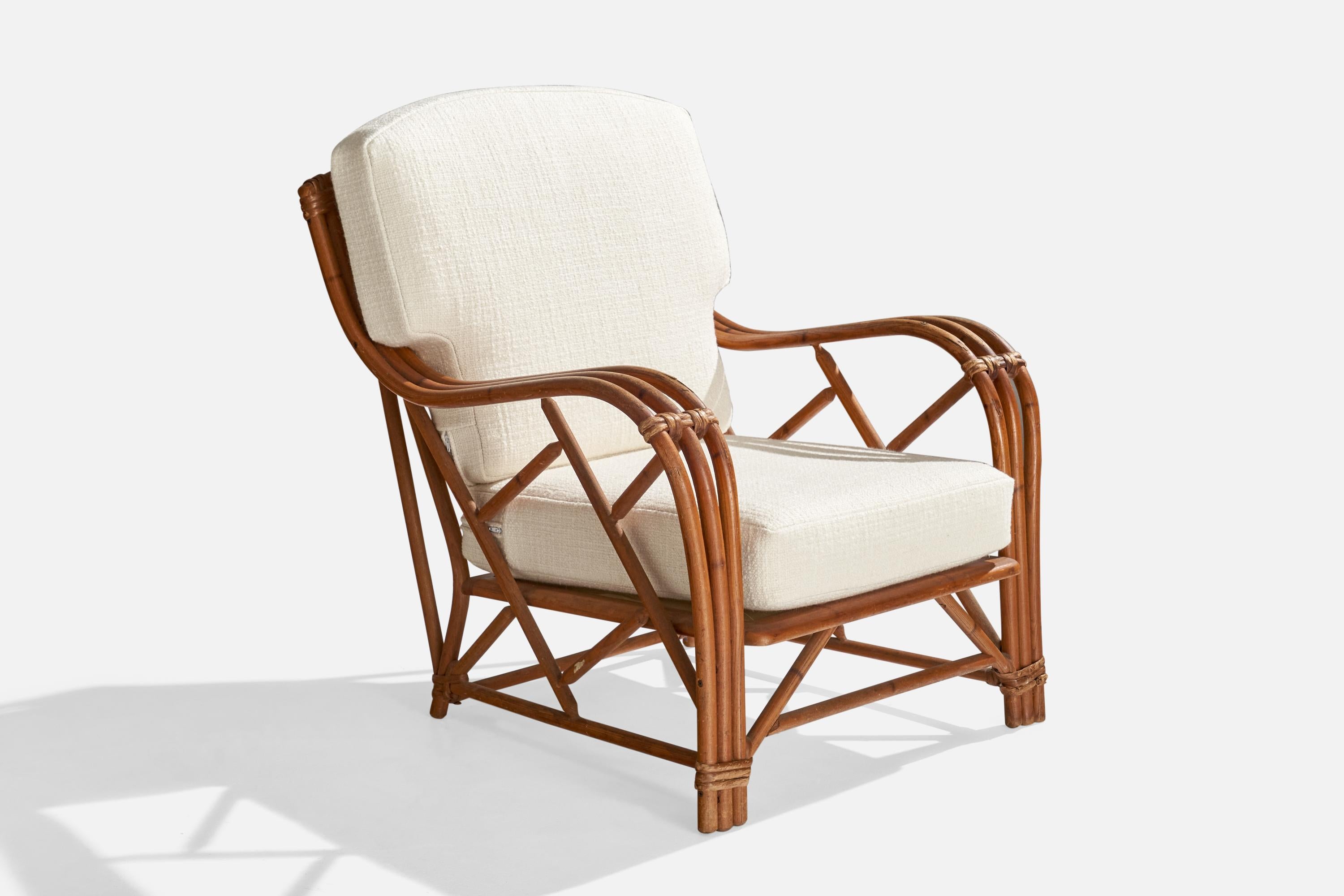 Heywood Wakefield, Lounge Chairs, Bamboo, Rattan, Fabric, USA, 1950s 2