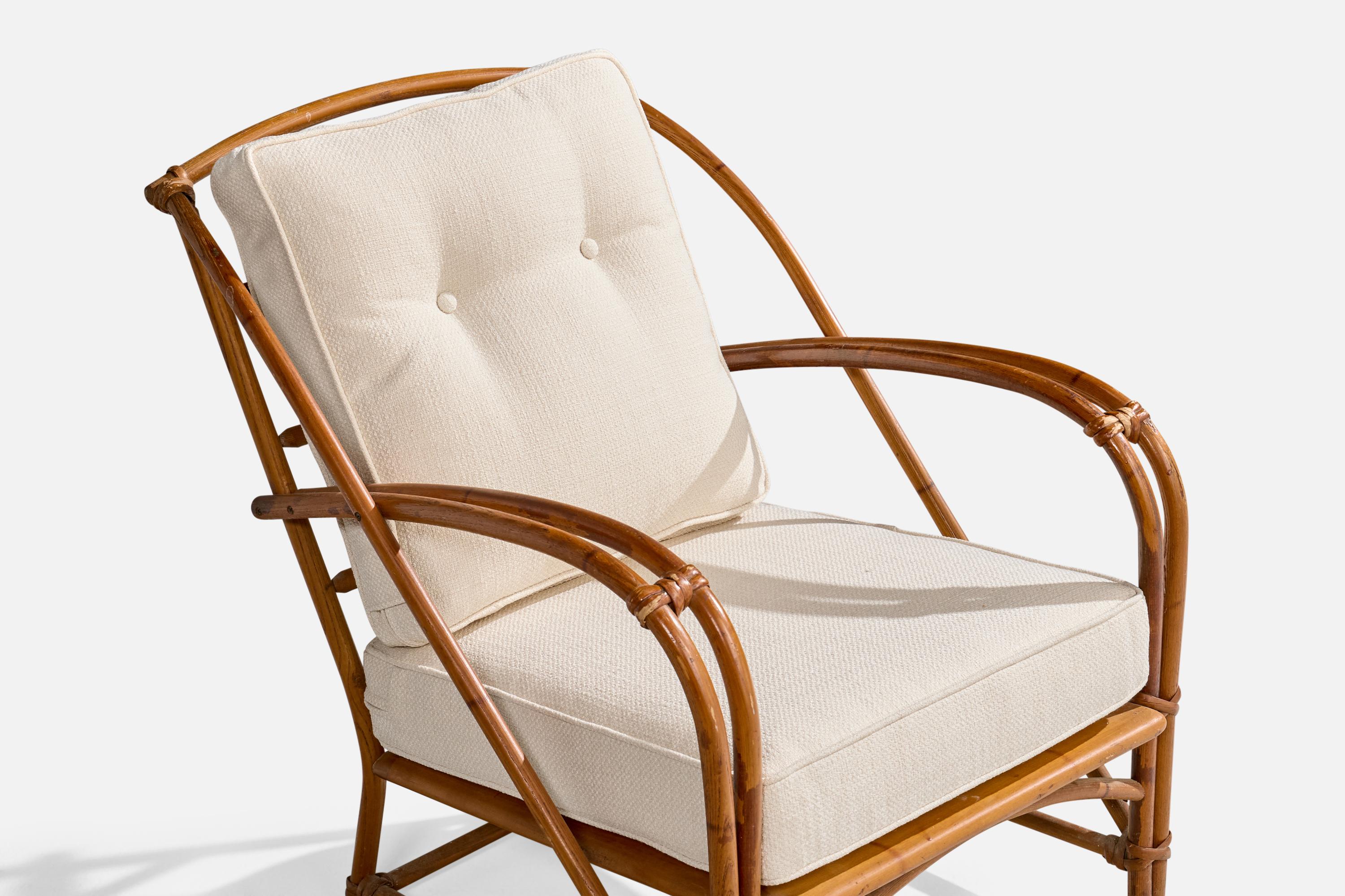Heywood Wakefield, Lounge Chairs, Bamboo, Rattan, Fabric, USA, 1950s 2