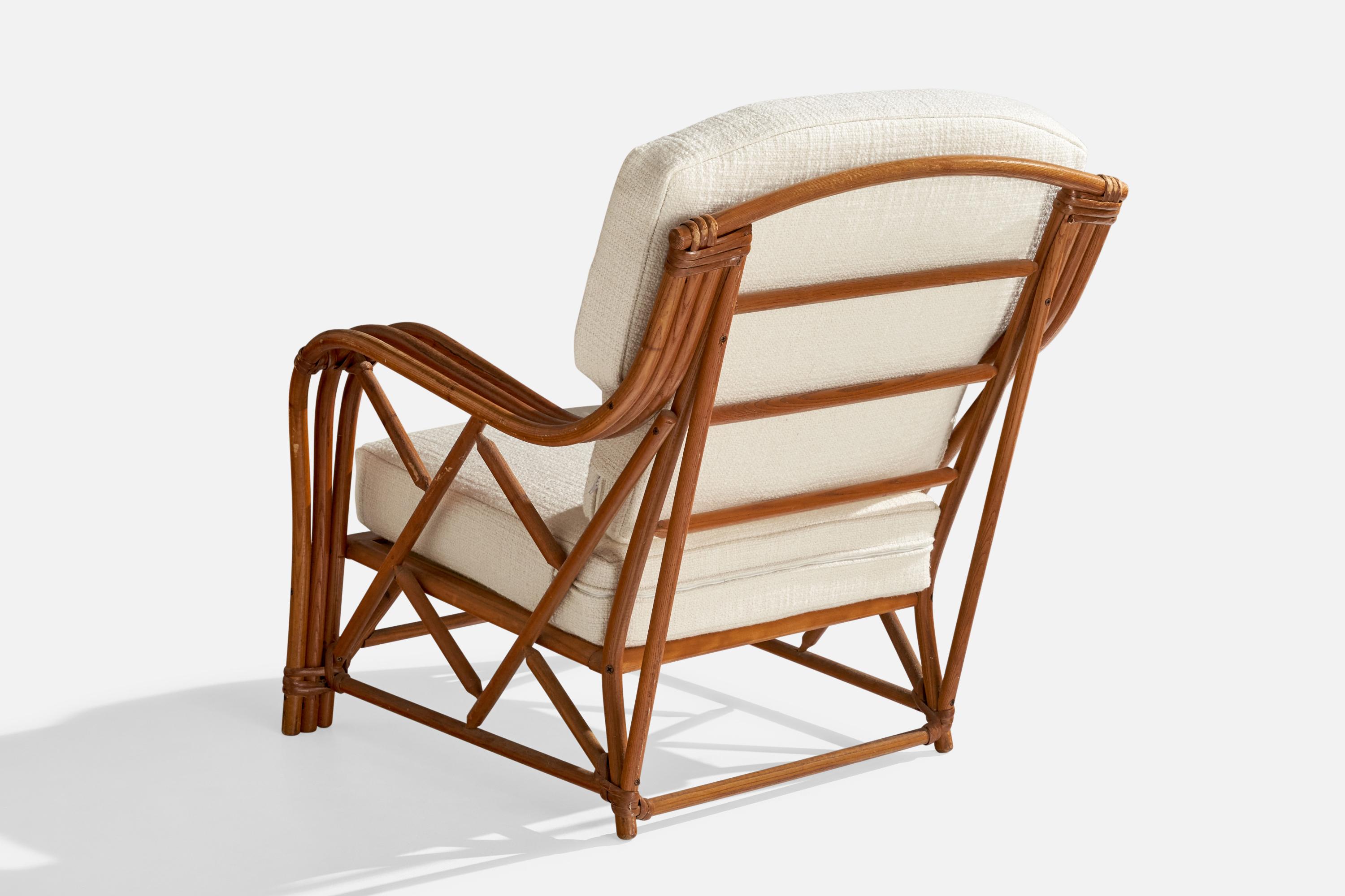 Heywood Wakefield, Lounge Chairs, Bamboo, Rattan, Fabric, USA, 1950s 3