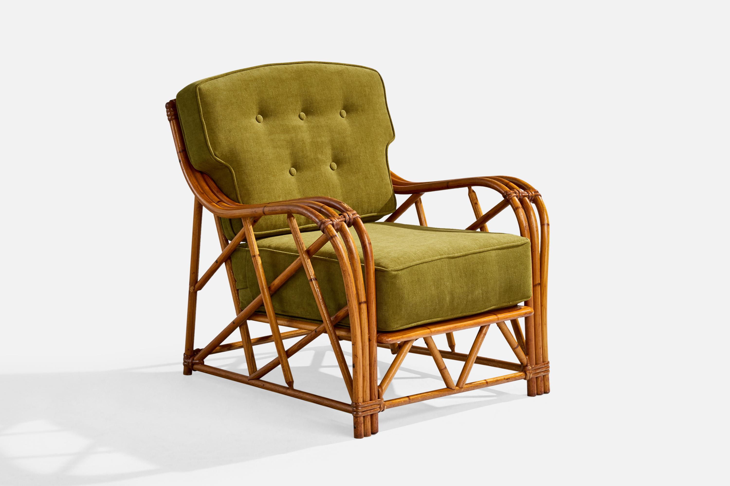 Heywood Wakefield, Sedie da salotto, Bambù, Rattan, Tessuto, USA, anni '50 in vendita 3