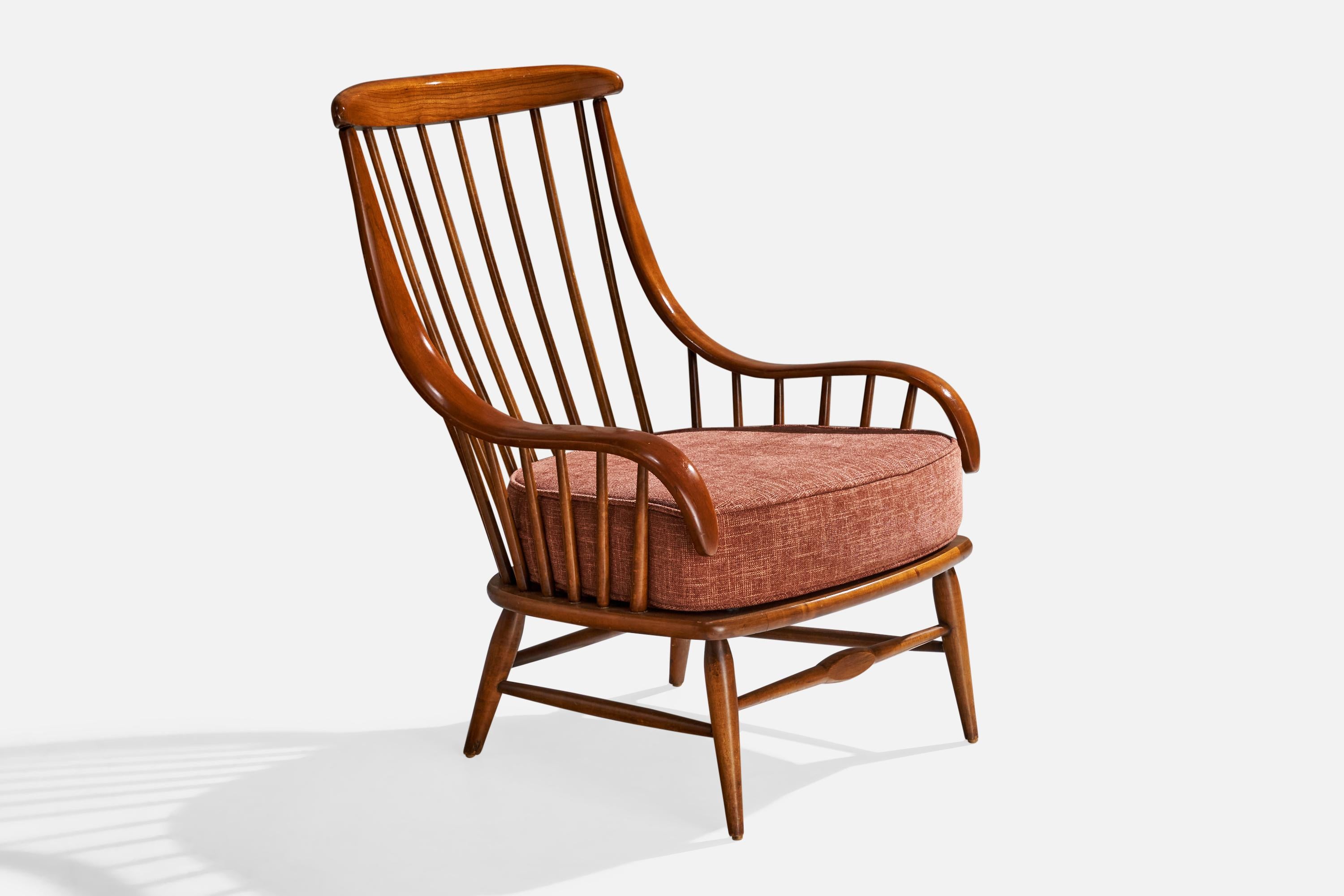 American Heywood-Wakefield, Lounge Chairs, Wood, Fabric, USA, 1950s