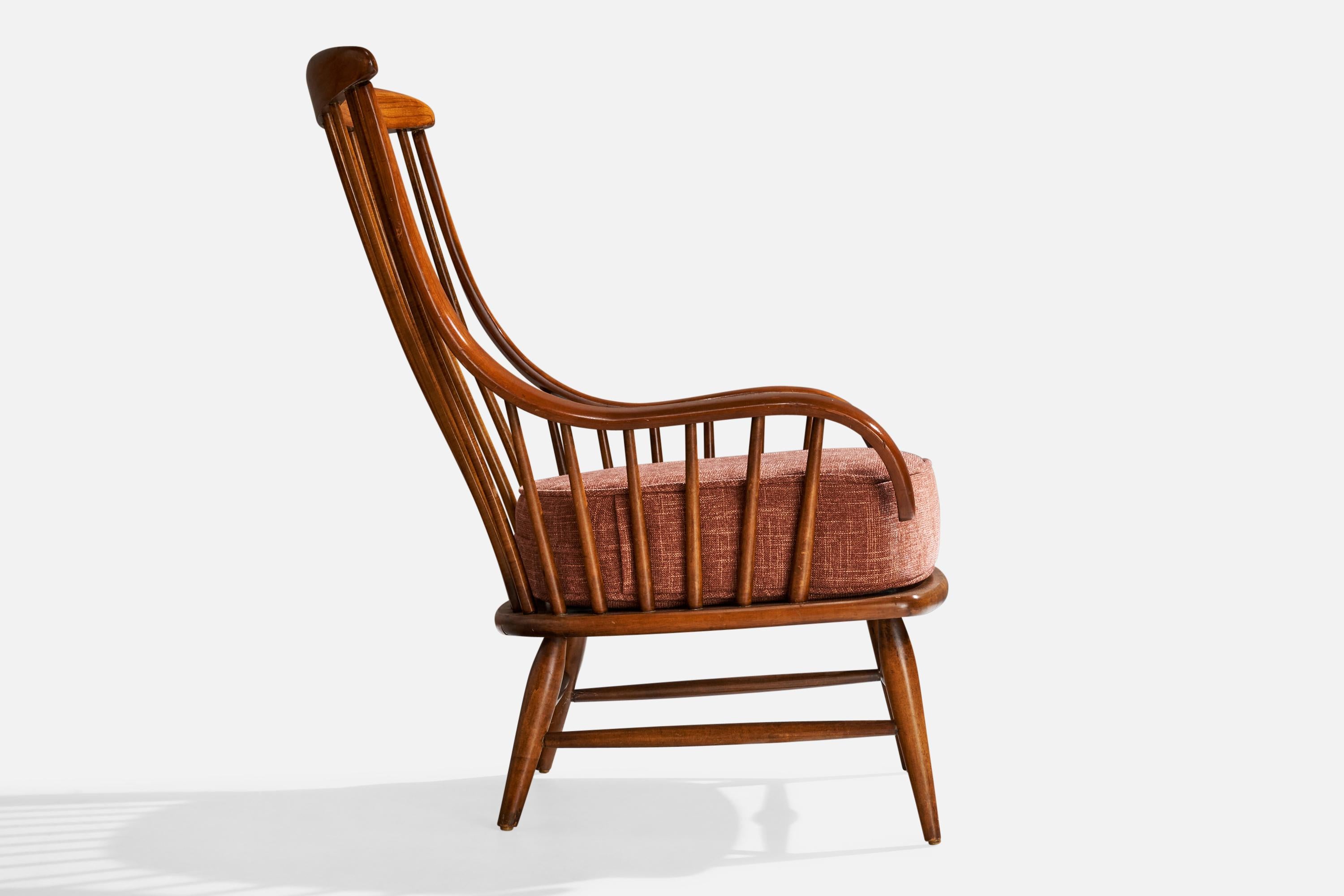 Heywood-Wakefield, Lounge Chairs, Wood, Fabric, USA, 1950s In Good Condition In High Point, NC