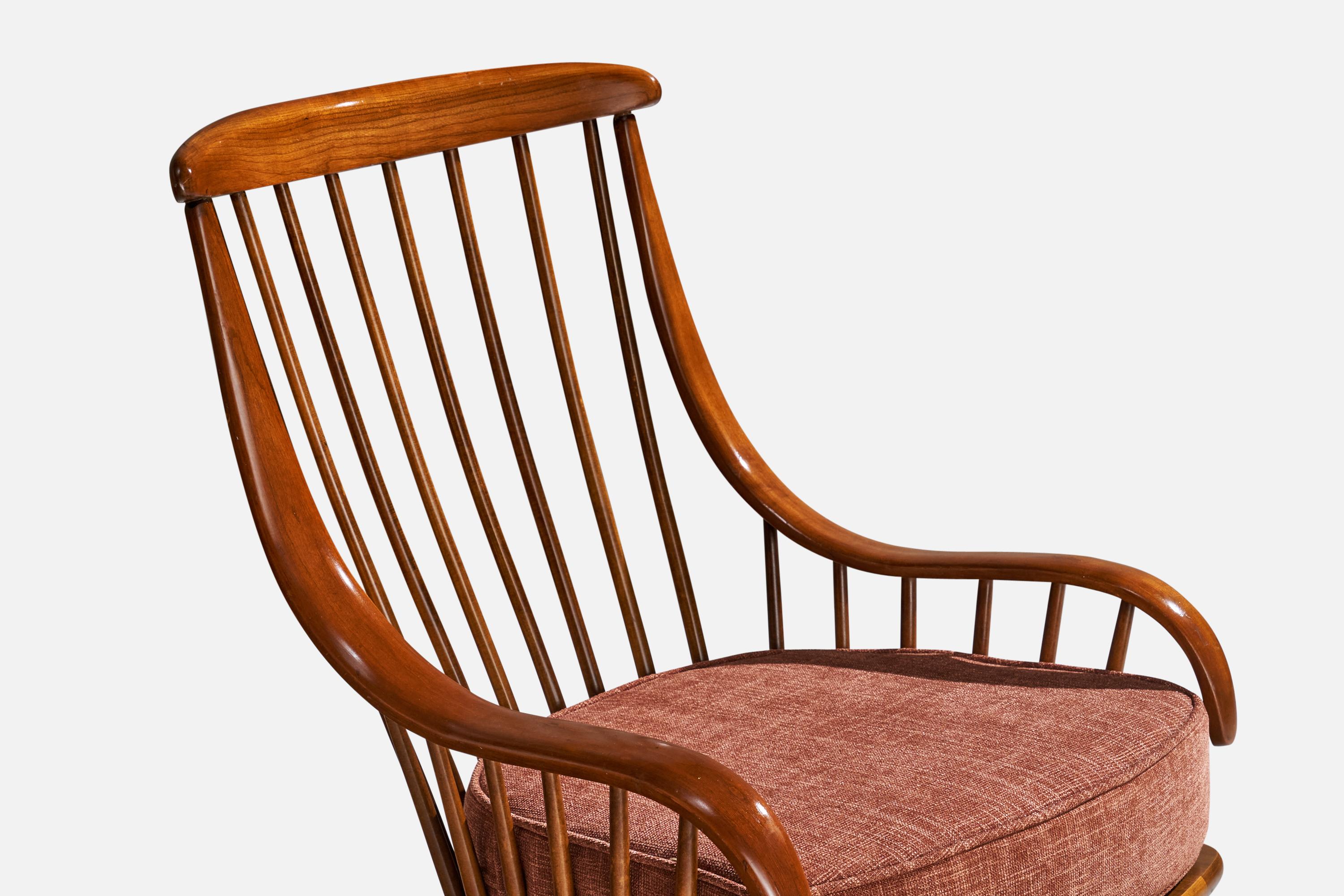 Mid-20th Century Heywood-Wakefield, Lounge Chairs, Wood, Fabric, USA, 1950s