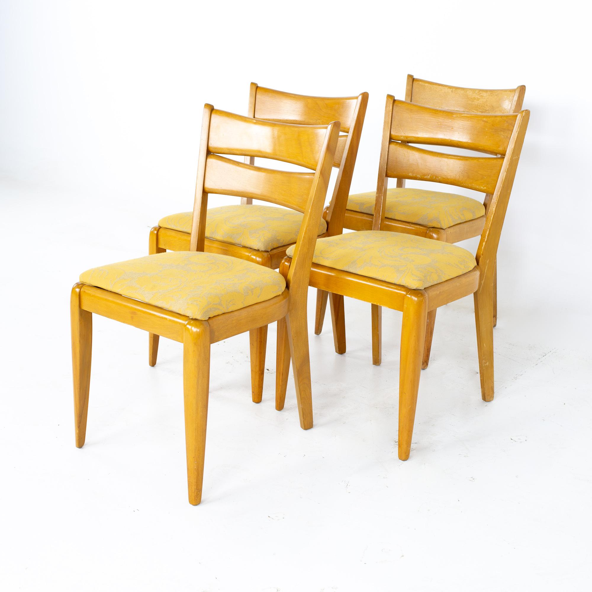 Heywood Wakefield M151 Mid Century dining chairs, set of 4
Each chair measures: 18 wide x 17 deep x 32 high, with a seat height of 19 inches

All pieces of furniture can be had in what we call restored vintage condition. That means the piece is
