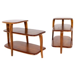 Heywood Wakefield M304 Mid Century 3 Tier Side Tables, Pair