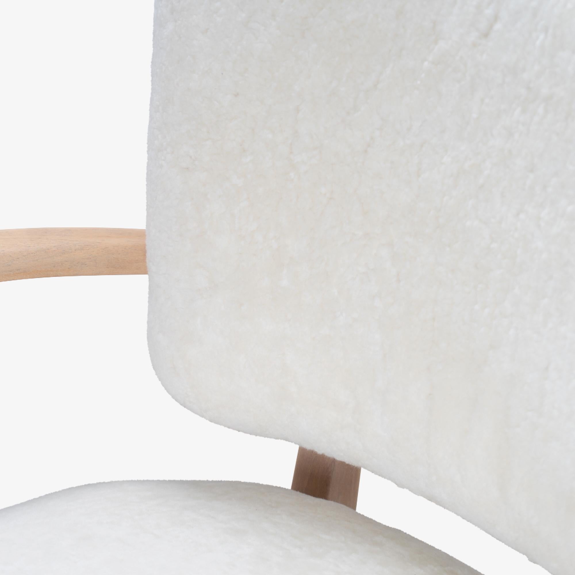 Heywood-Wakefield M340C Loungesessel aus Shearling-Lammfellwolle, Paar im Angebot 6