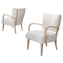 Heywood-Wakefield M340C Lounge Chairs in Shearling Lambswool, Pair