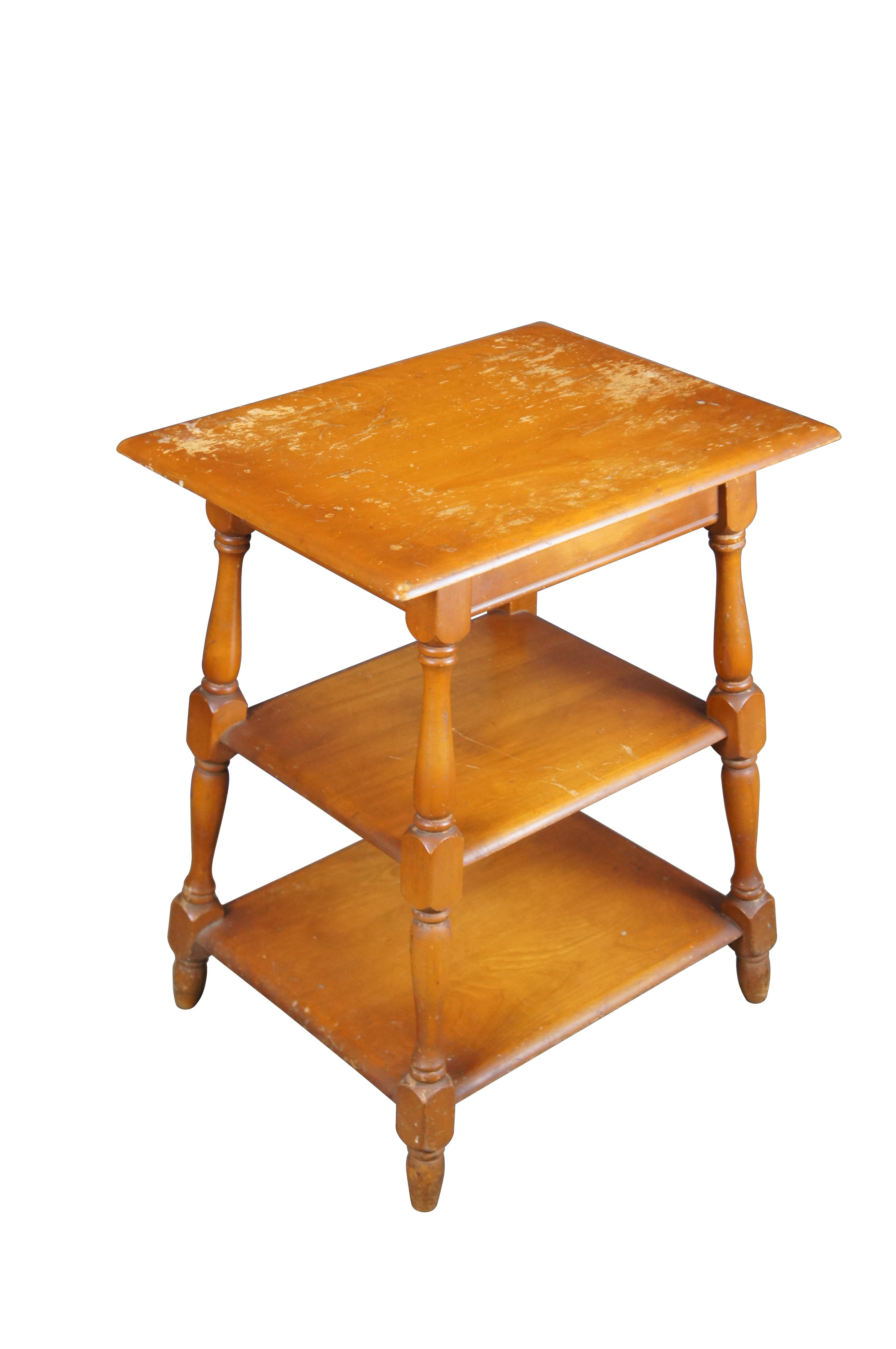 Mid-Century Modern Heywood Wakefield Maple 3 Tier Side Accent Tables Plant Stands Pedestals 26