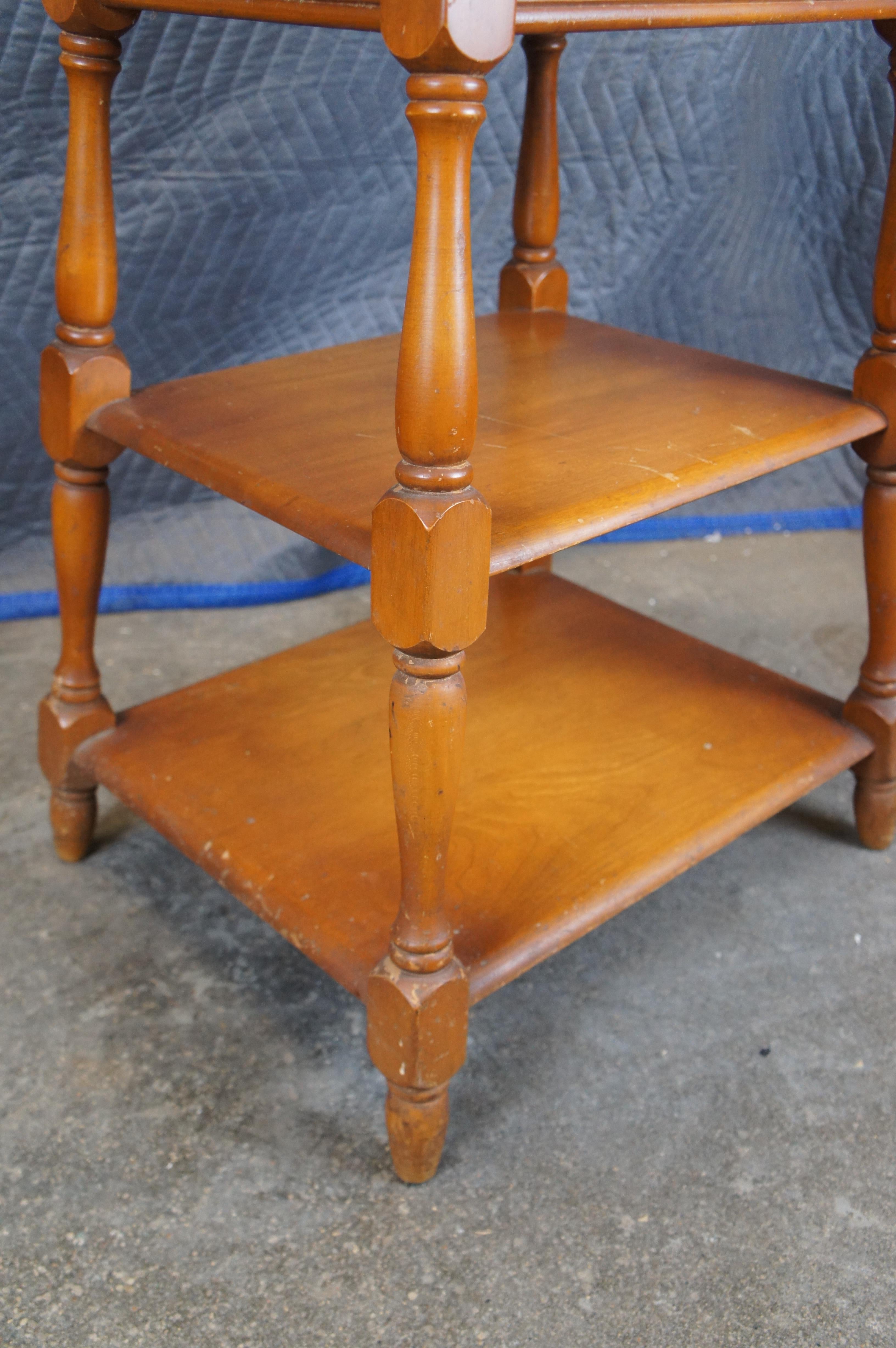 Heywood Wakefield Maple 3 Tier Side Accent Tables Plant Stands Pedestals 26