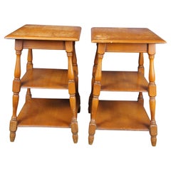 Heywood Wakefield Maple 3 Tier Side Accent Tables Plant Stands Pedestals 26"