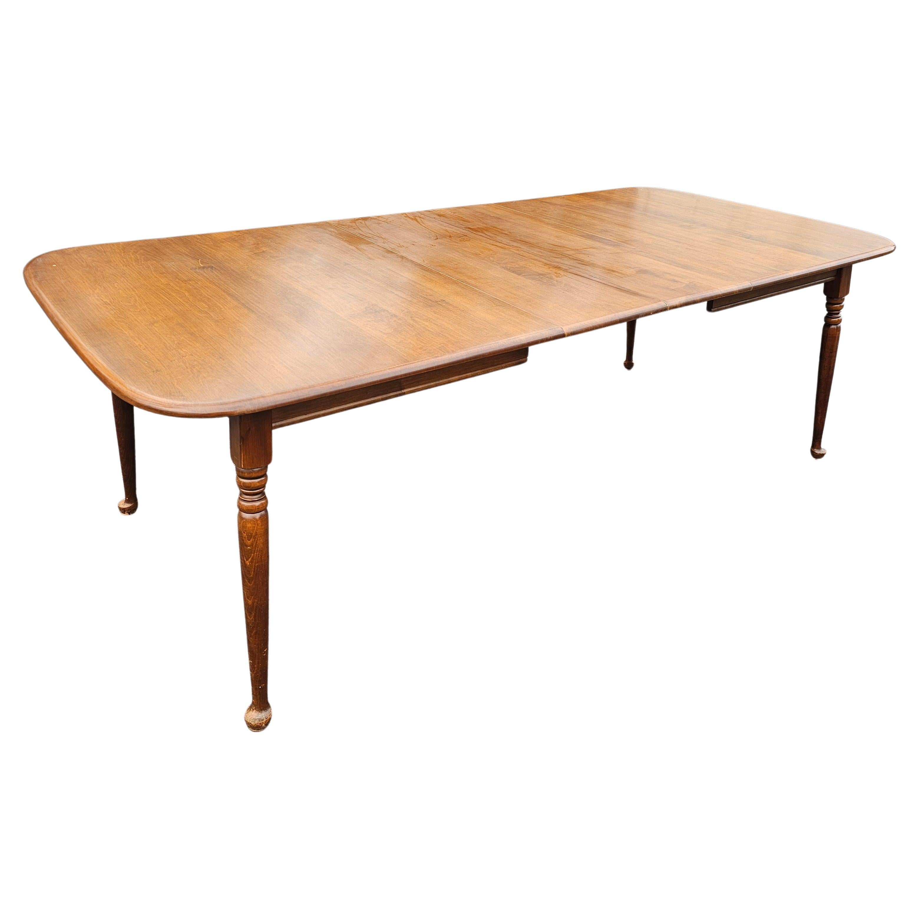 American Colonial Heywood Wakefield Maple Cinnamon Colonial Style Extension Dining Table For Sale