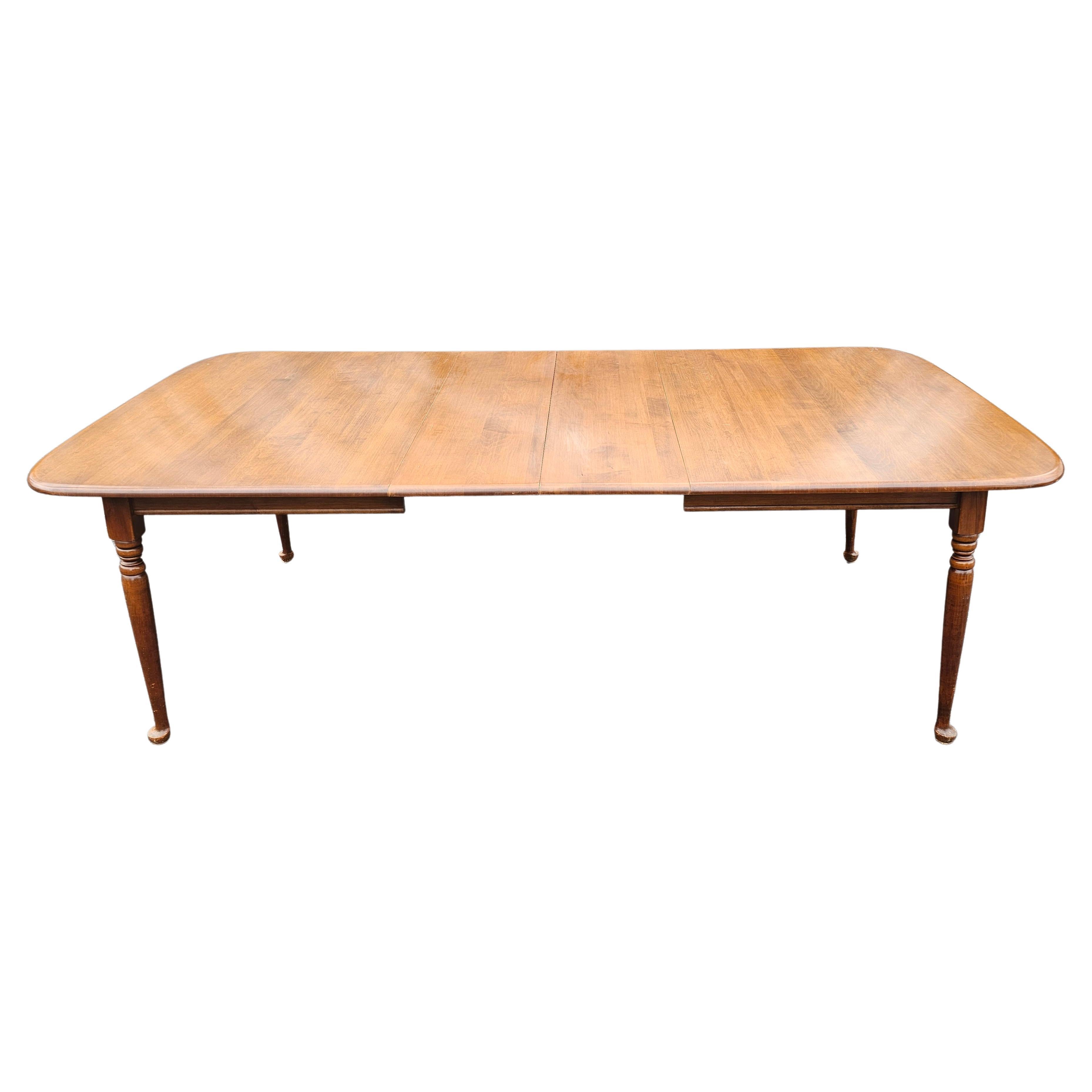 American Heywood Wakefield Maple Cinnamon Colonial Style Extension Dining Table For Sale