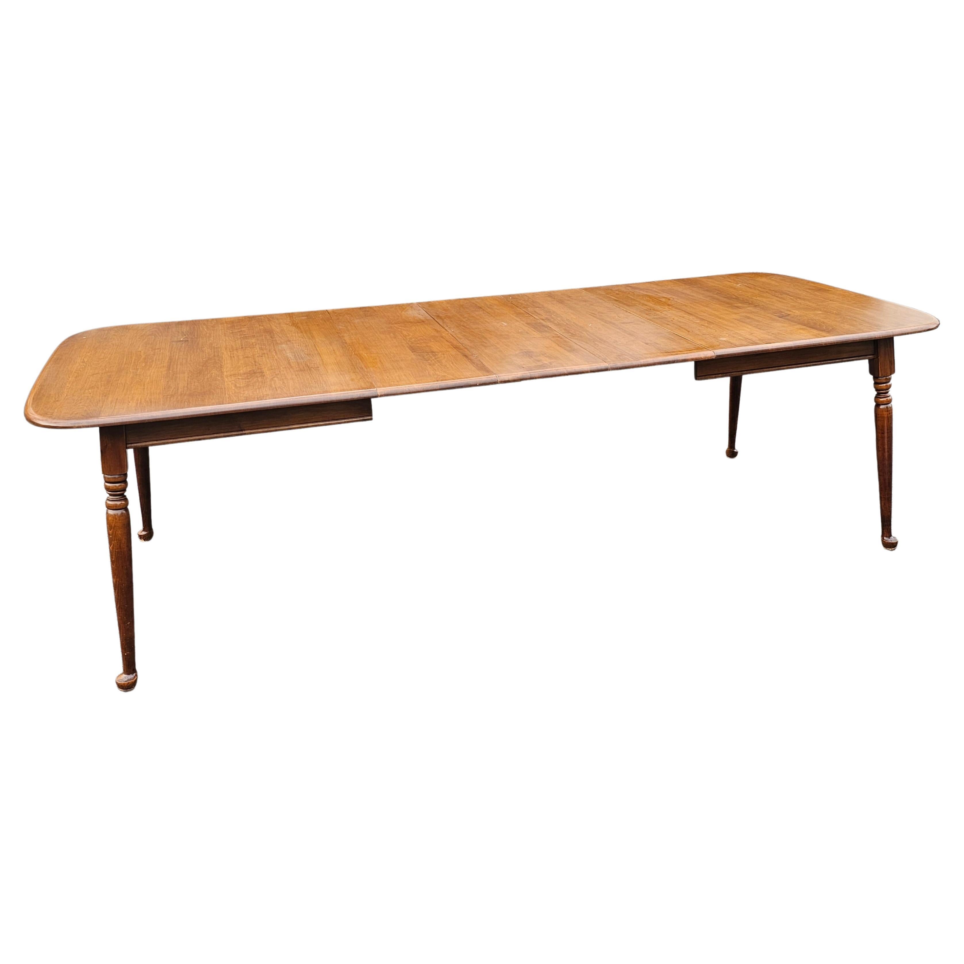 Stained Heywood Wakefield Maple Cinnamon Colonial Style Extension Dining Table For Sale