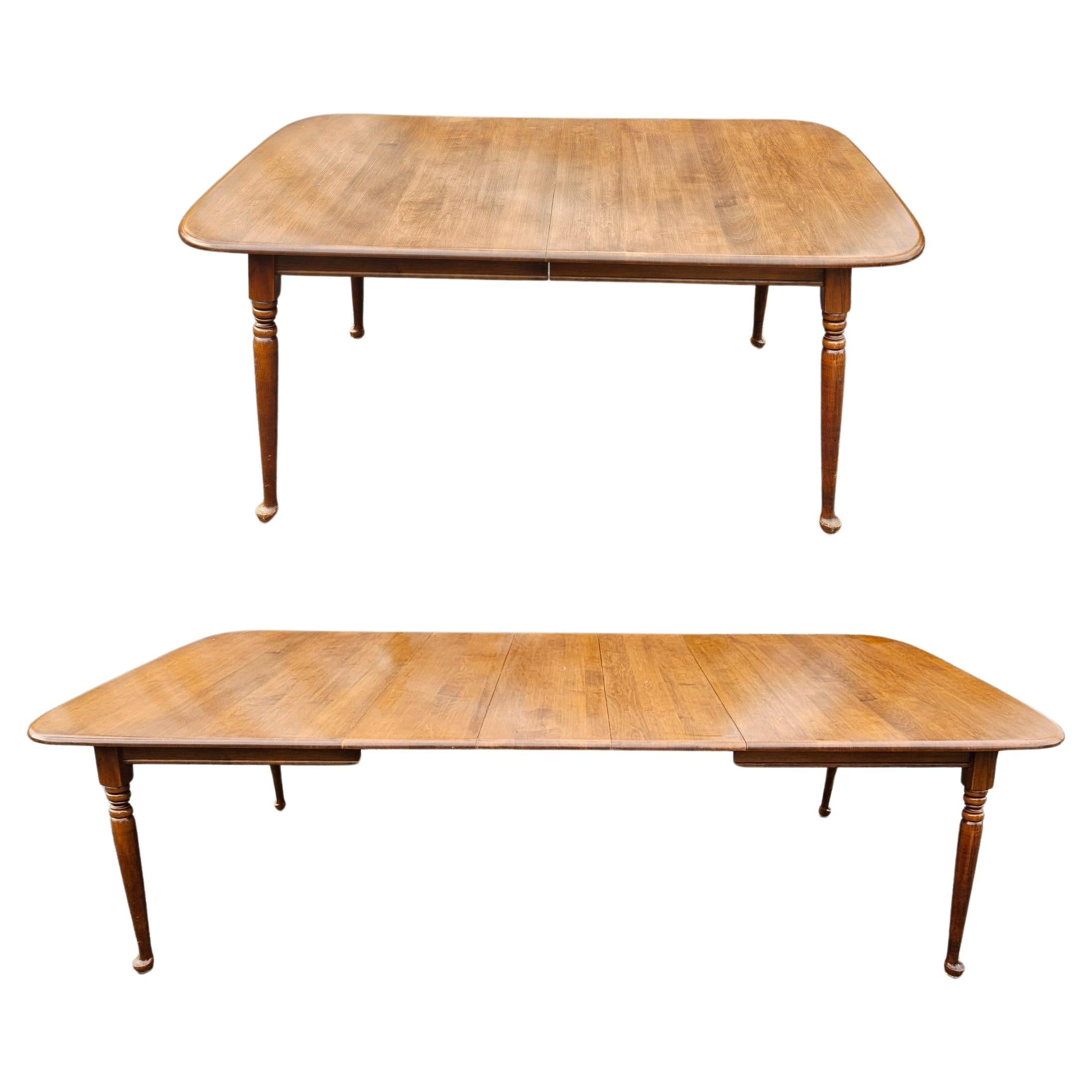 Heywood Wakefield Maple Cinnamon Colonial Style Extension Dining Table For Sale