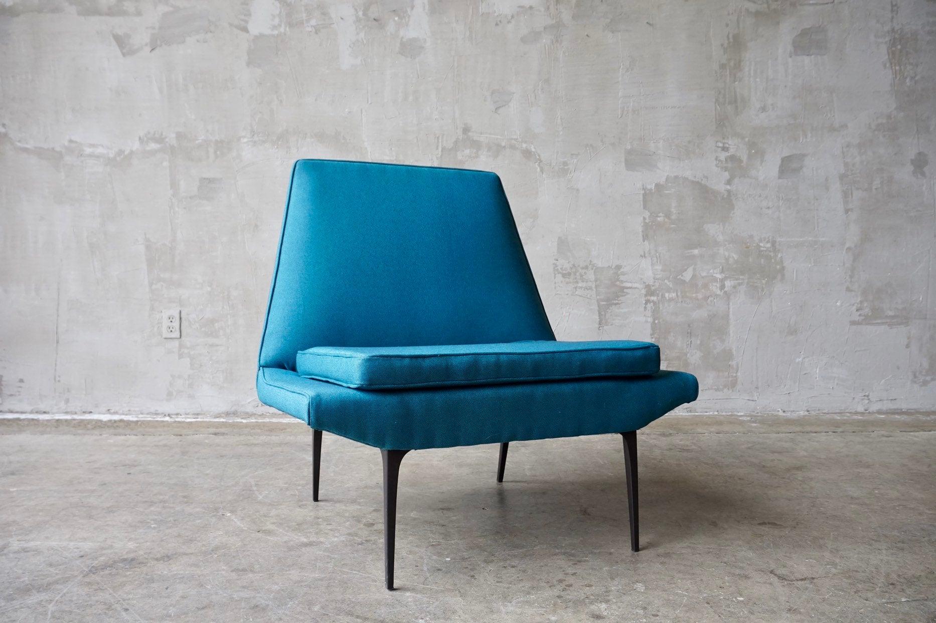 Heywood Wakefield 'Metronome' Chair in Blue In Good Condition For Sale In Merced, CA