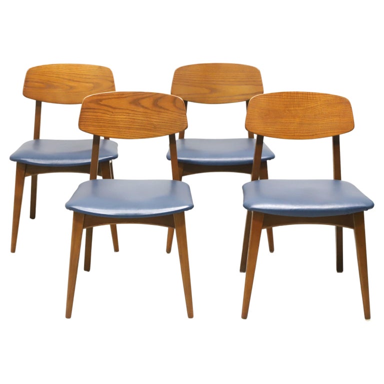 HEYWOOD WAKEFIELD Mid 20th Century Modern Oak Dining Side Chairs Set