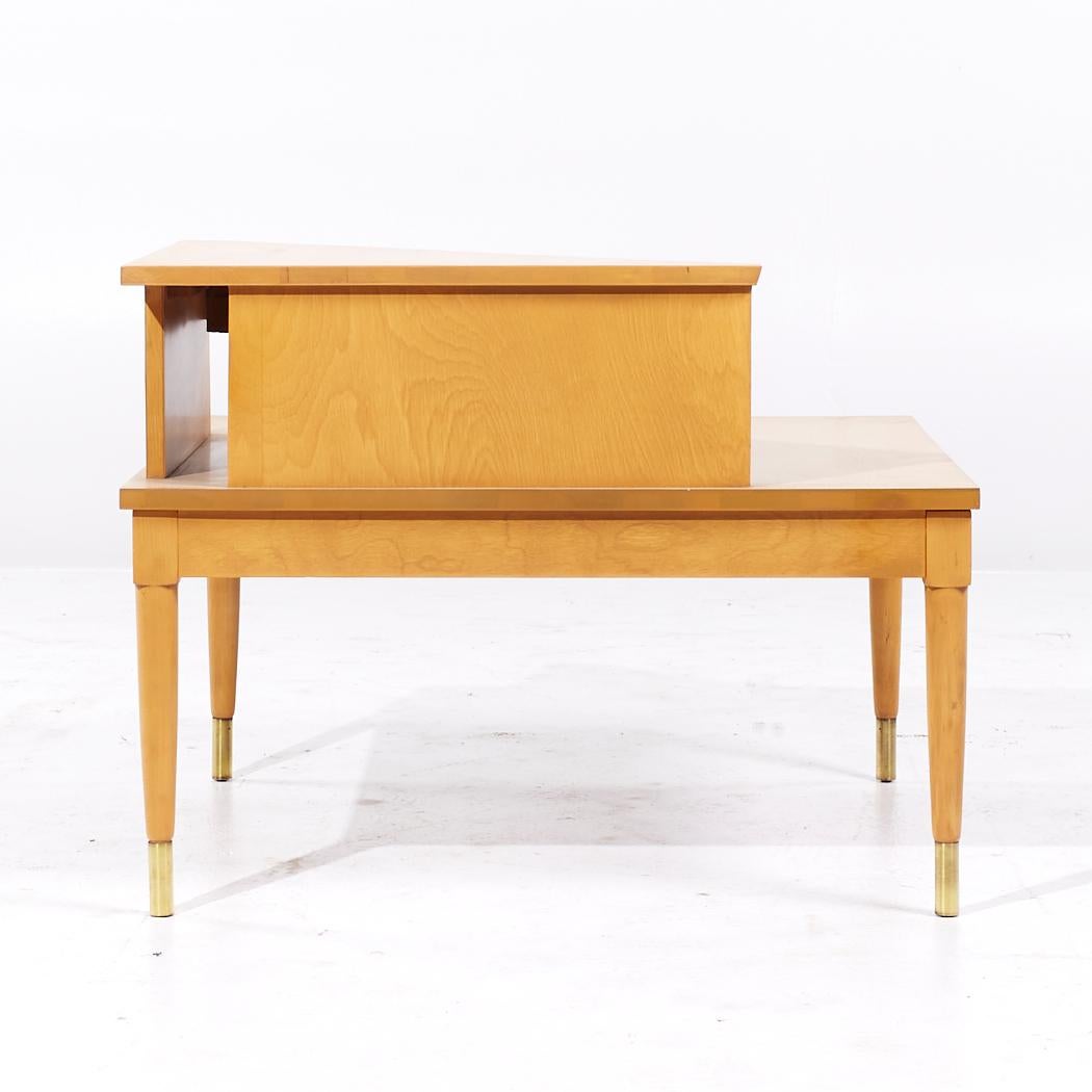 Heywood Wakefield Mid Century 2 Etagen Ecktisch mit Schublade (amerikanisch) im Angebot