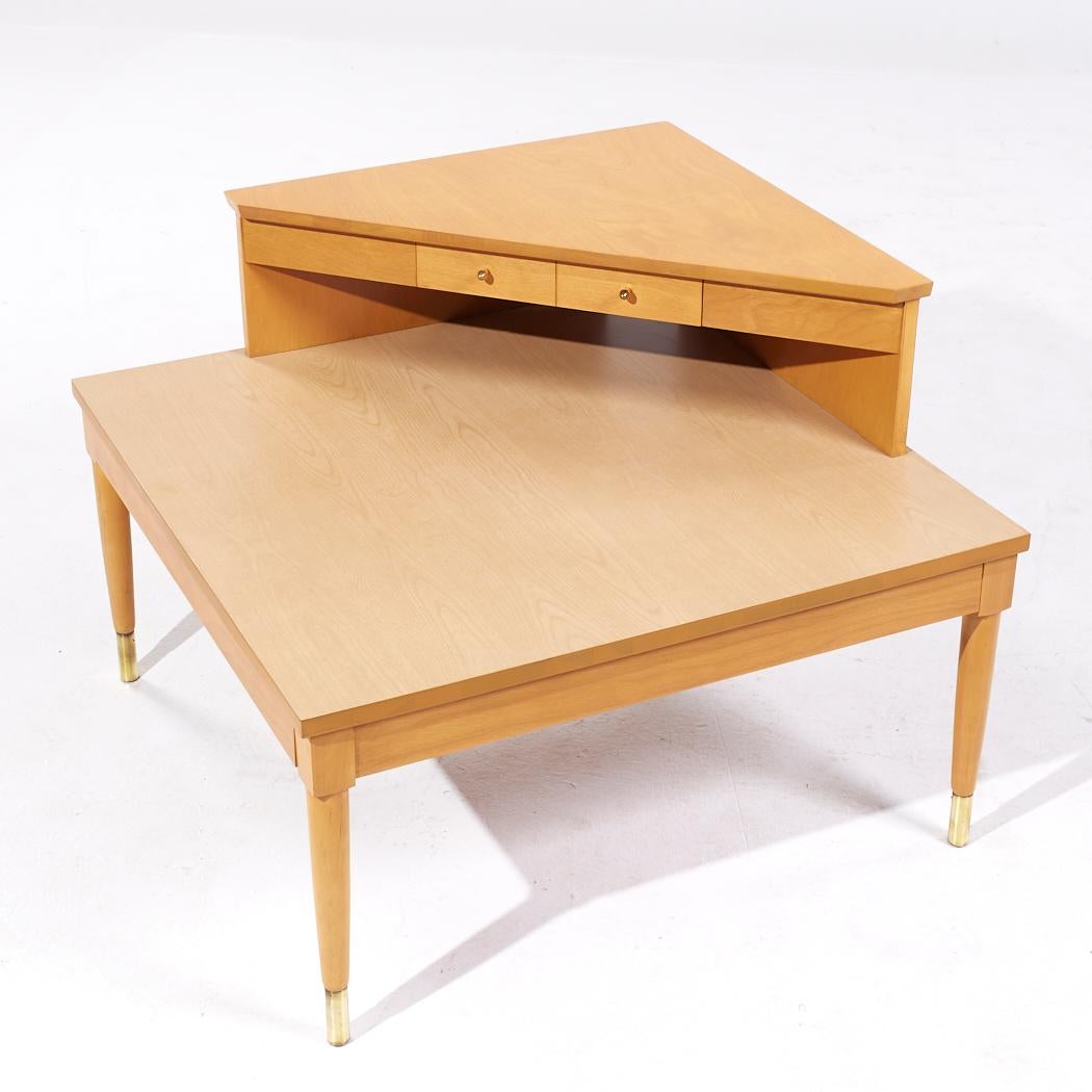 Heywood Wakefield Mid Century 2 Etagen Ecktisch mit Schublade (Holz) im Angebot