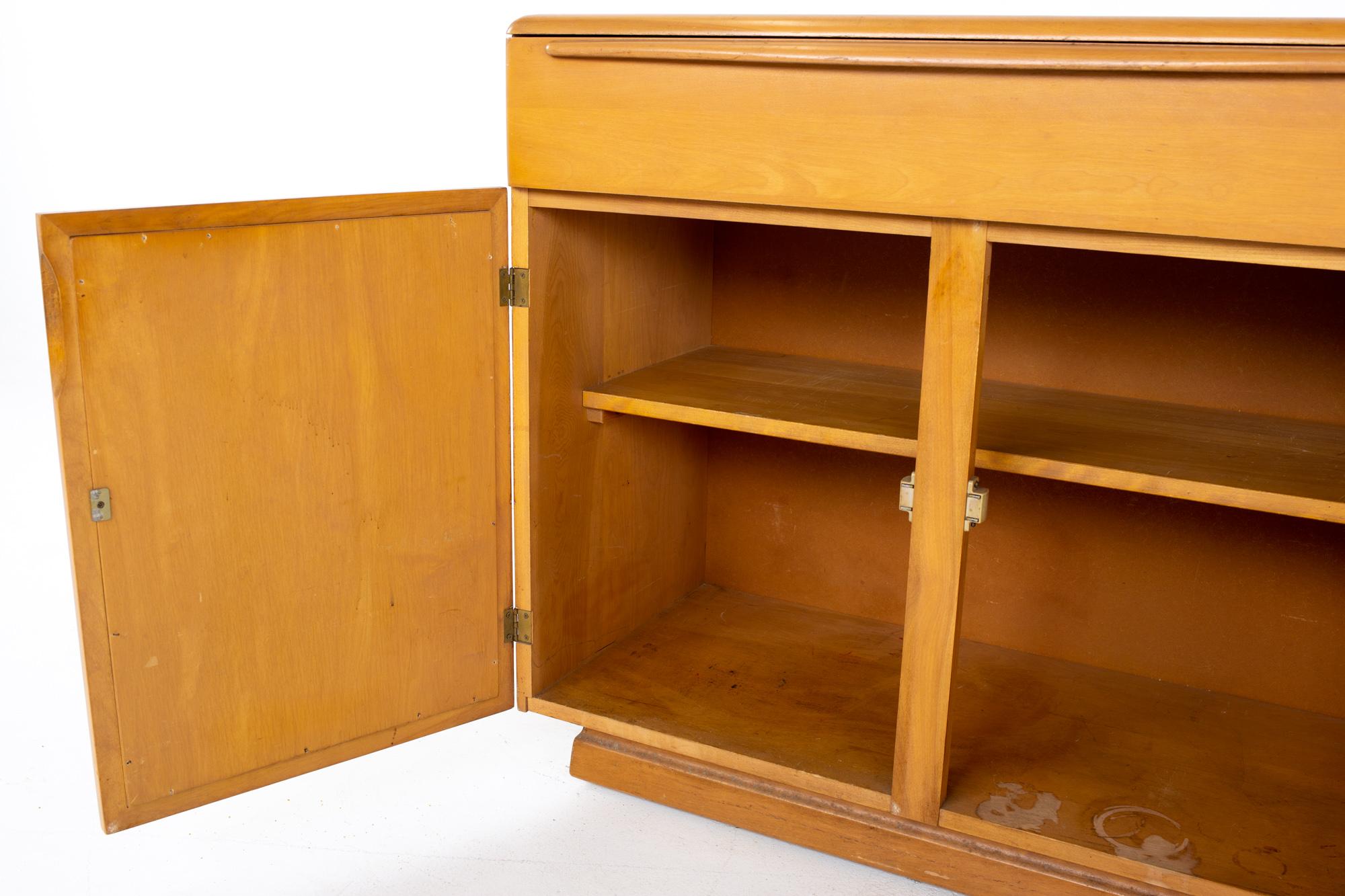 Late 20th Century Heywood Wakefield Mid Century Bar Record Sideboard Buffet Credenza