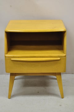 Heywood Wakefield Mid Century Birch Maple One Drawer Cubby Nightstand Table