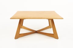 Heywood Wakefield Mid Century Blonde X Base Square Coffee Table