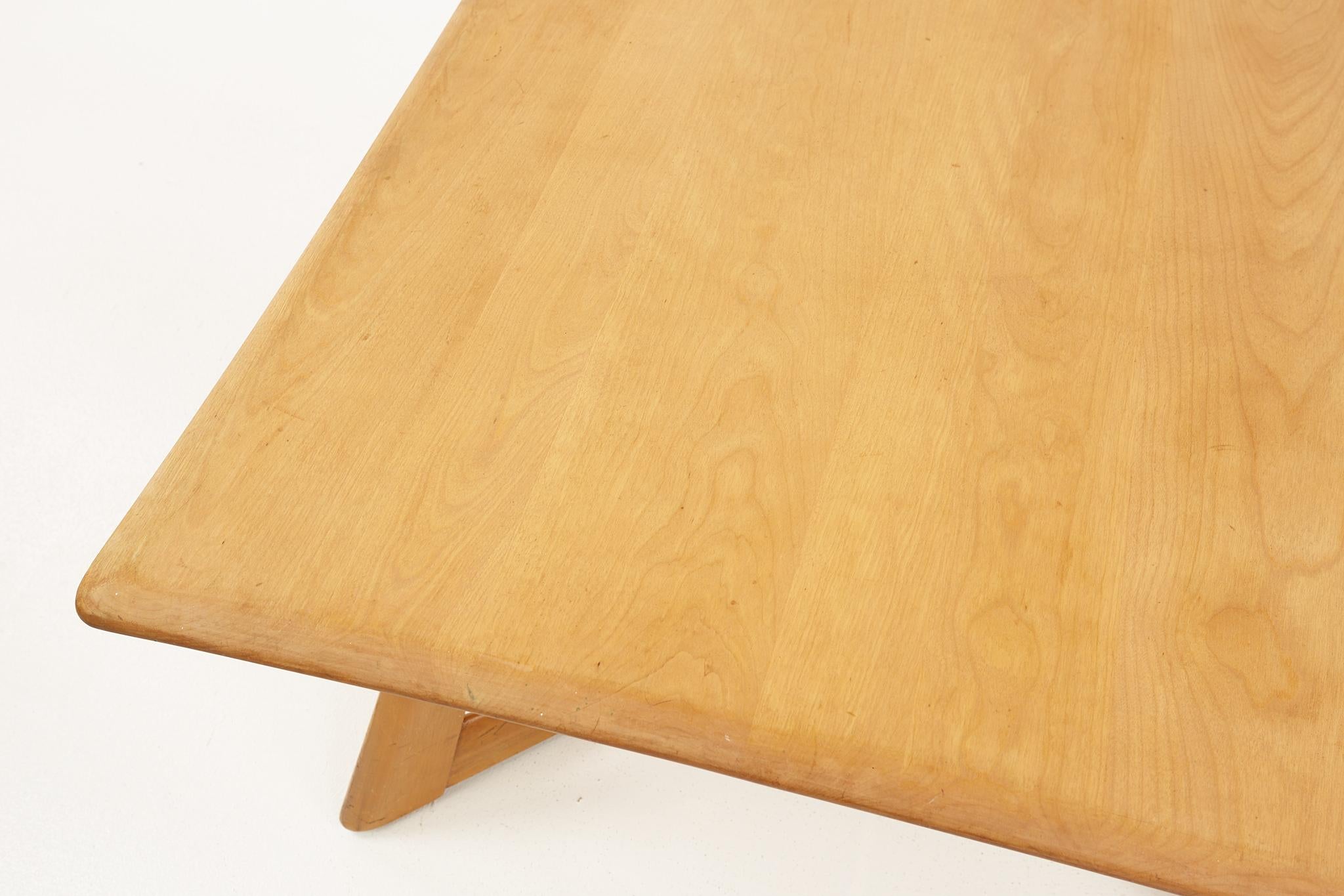Fin du 20e siècle Heywood Wakefield table basse carrée mi-siècle en X blond à base en X en vente