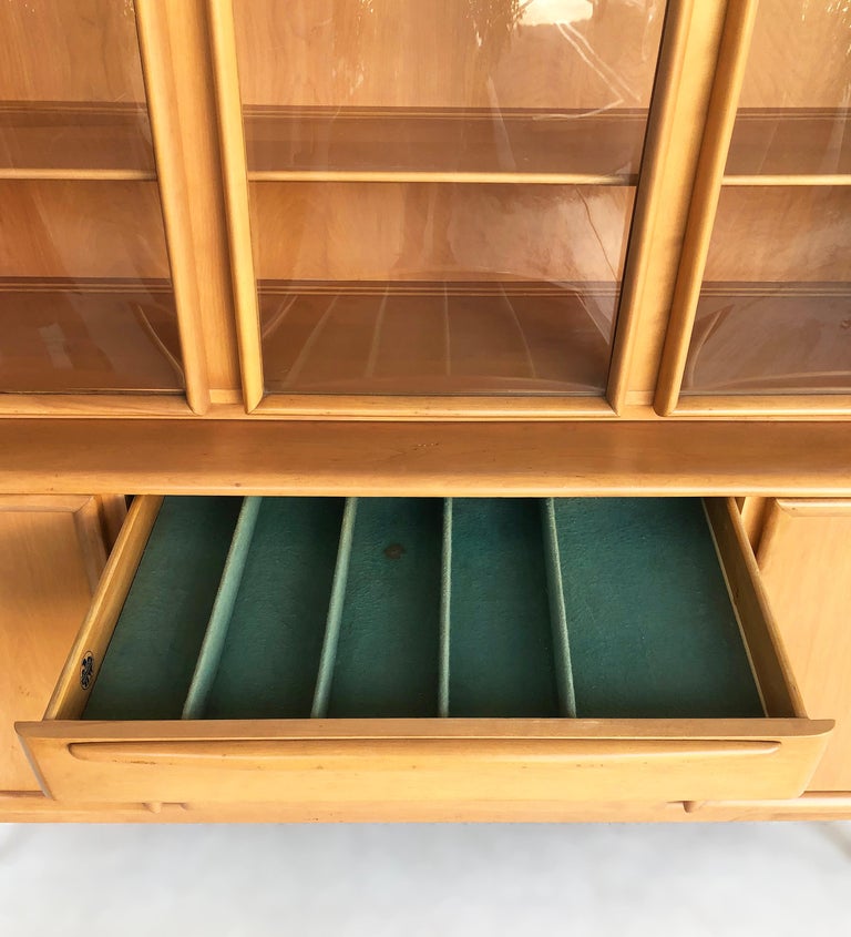 Heywood Wakefield MidCentury Bubble Glass Breakfront China at