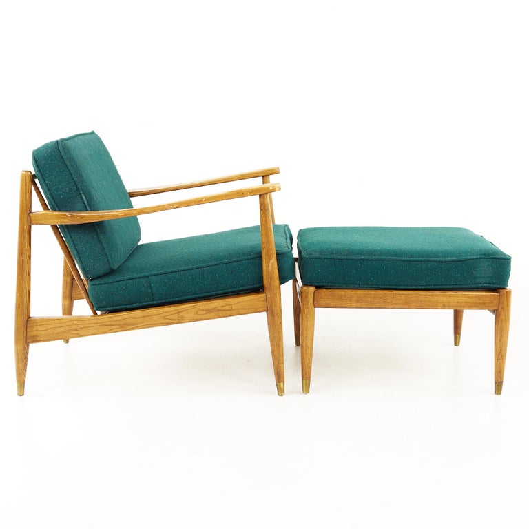 American Heywood Wakefield Mid-Century Lounge Chair and Ottoman