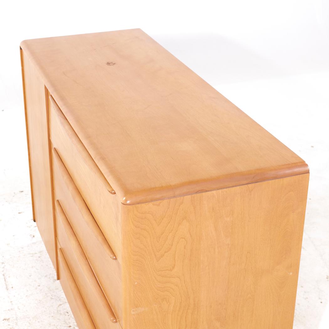 Late 20th Century Heywood Wakefield Mid Century Maple 4 Drawer Vanity Dresser