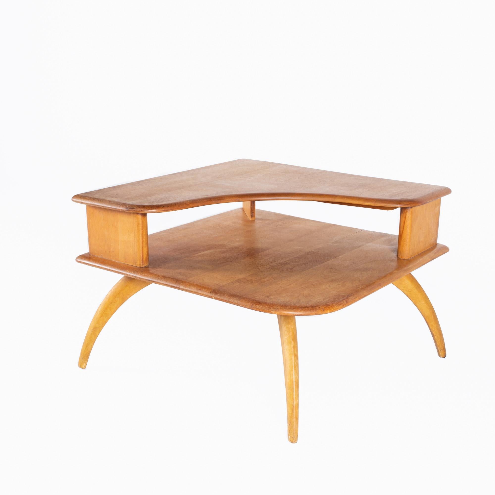 Mid-Century Modern Heywood Wakefield Mid Century Maple Step Corner Table For Sale