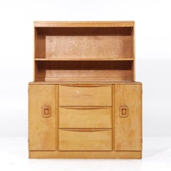 Heywood Wakefield Mid Century Maple Wheat Credenza and Hutch