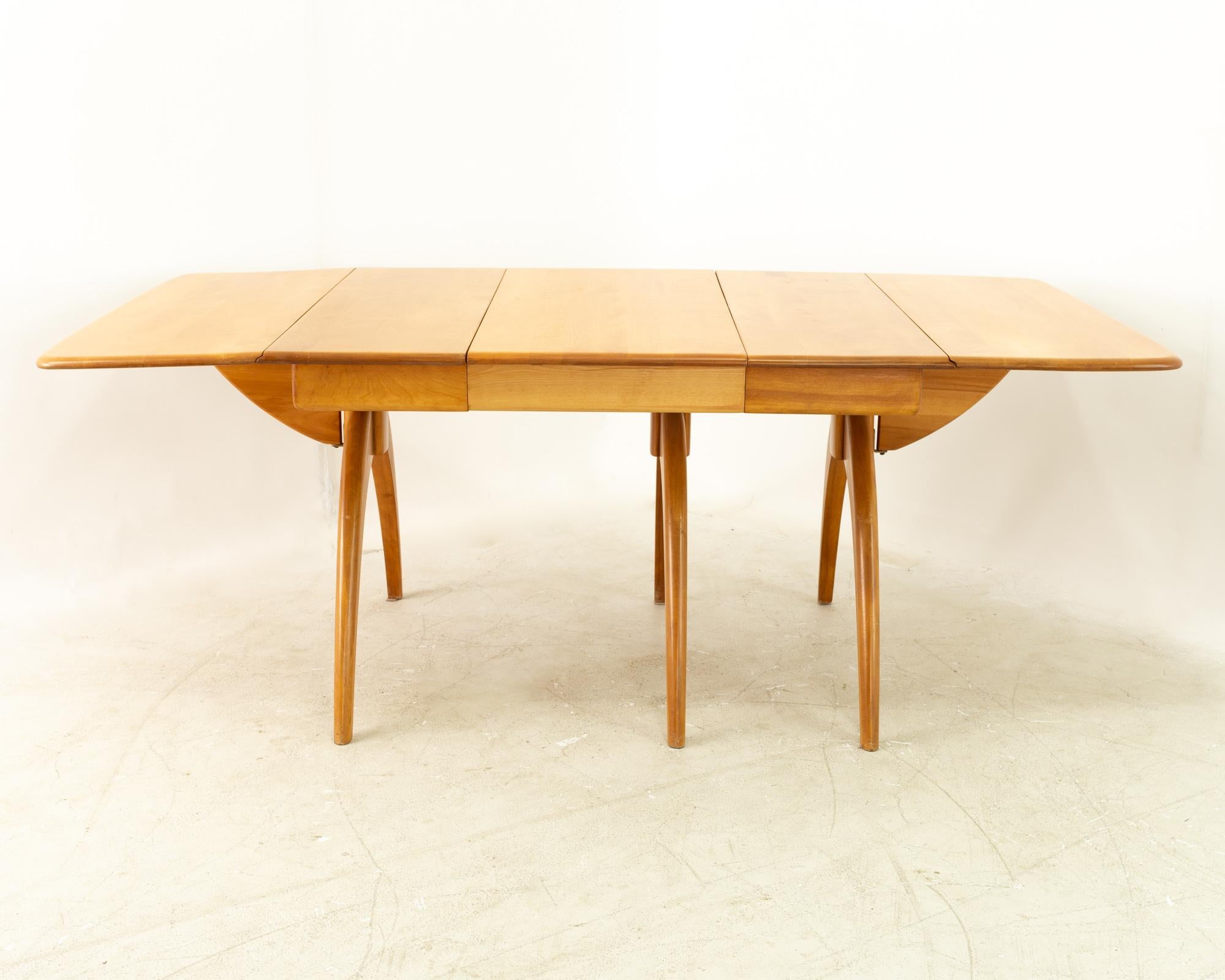 Heywood Wakefield Mid Century Maple Wishbone Expanding Dining Table For Sale 4