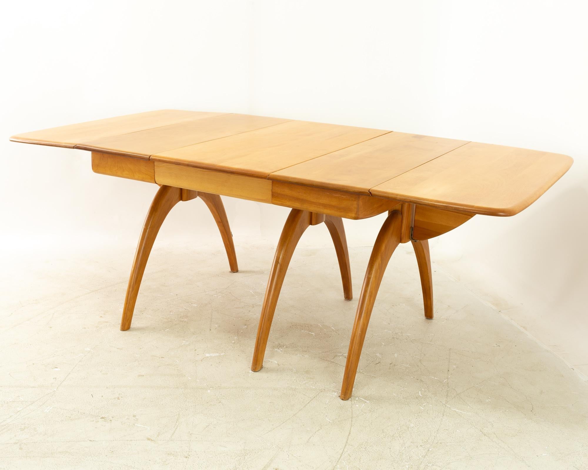 Heywood Wakefield Mid Century Maple Wishbone Expanding Dining Table For Sale 5