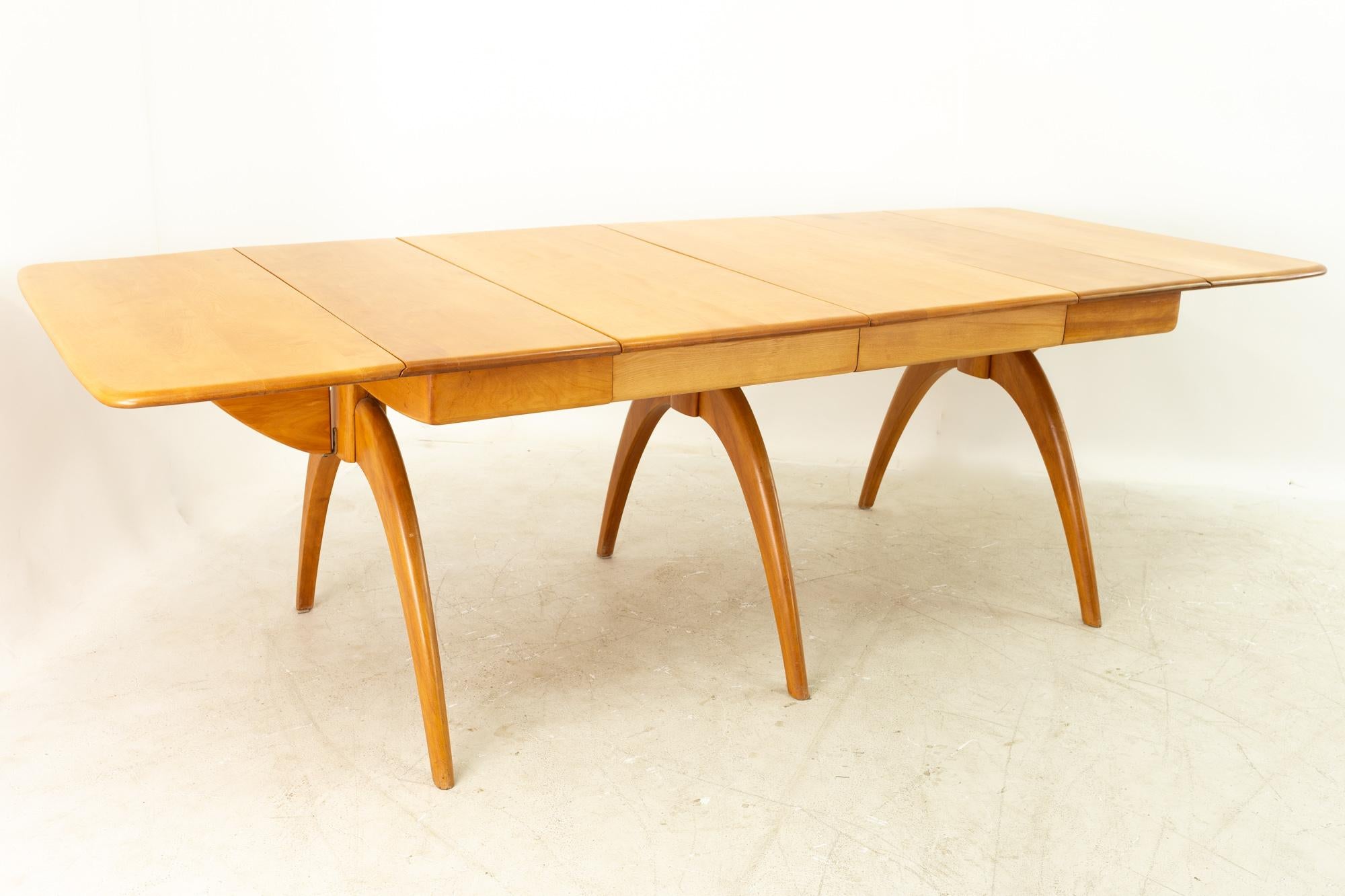 Heywood Wakefield Mid Century Maple Wishbone Expanding Dining Table For Sale 8