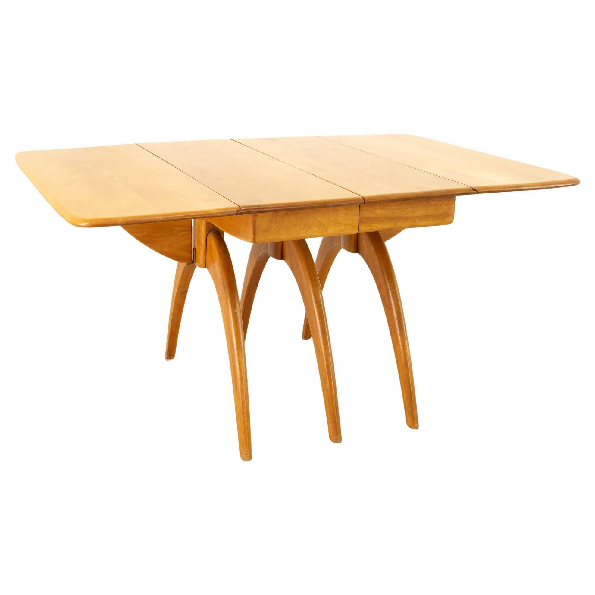 American Heywood Wakefield Mid Century Maple Wishbone Expanding Dining Table For Sale