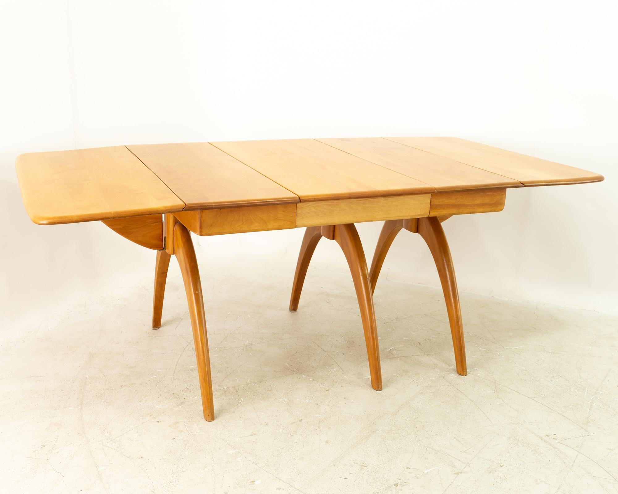 Heywood Wakefield Mid Century Maple Wishbone Expanding Dining Table In Good Condition In Countryside, IL