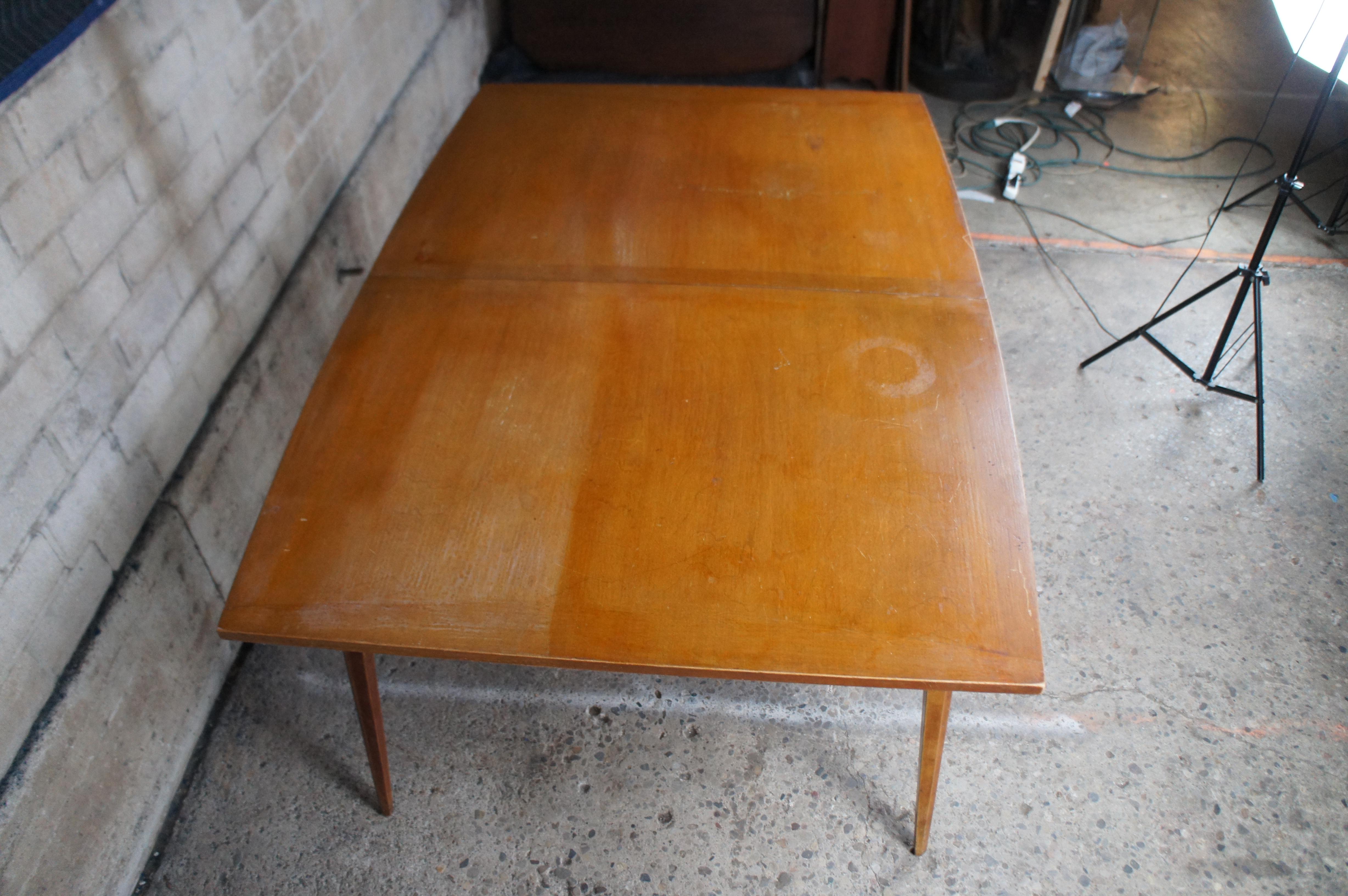 Heywood Wakefield Mid Century Modern American Maple Extendable Dining Table 90