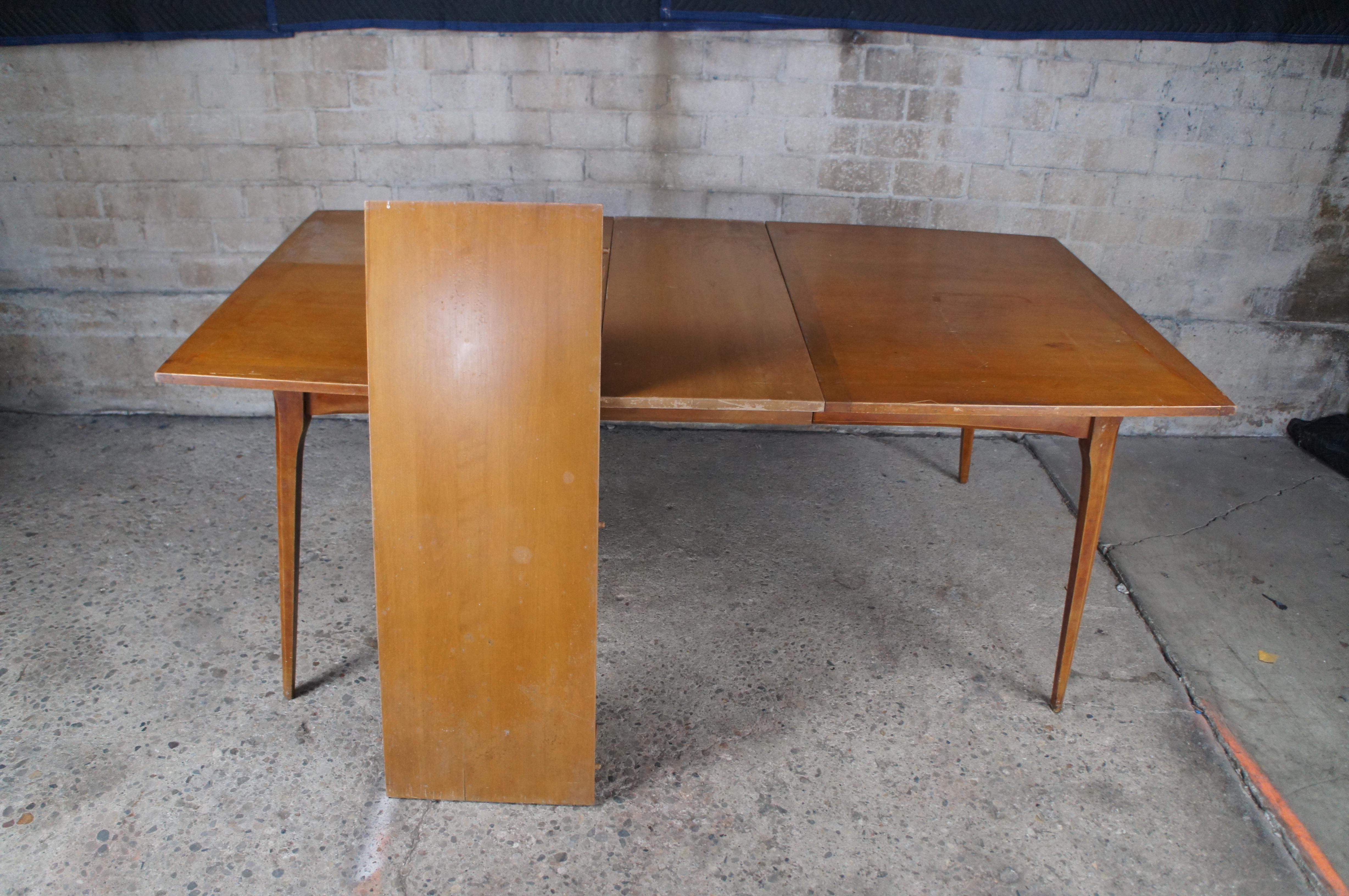 Heywood Wakefield Mid Century Modern American Maple Extendable Dining Table 90